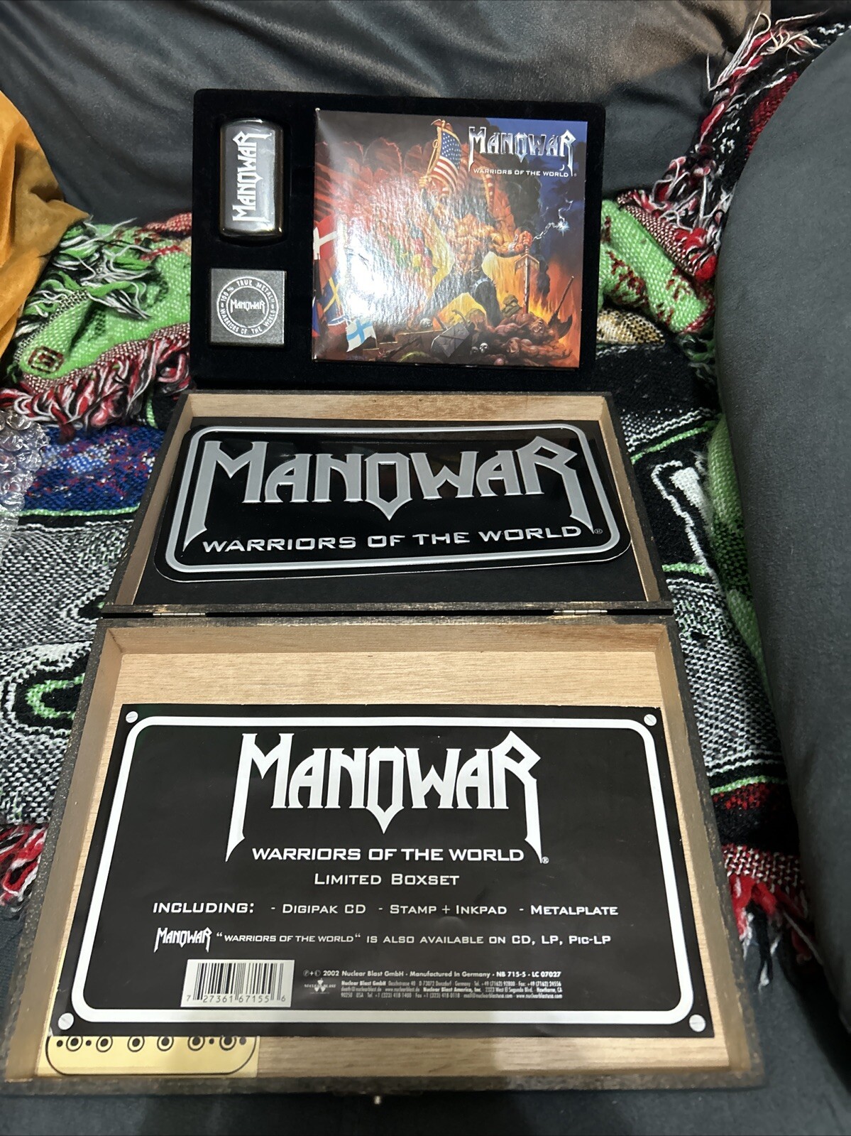 Manowar / Warriors Of The World ORG BOX Stamp Inkpad Metalplate Wood Box RARE