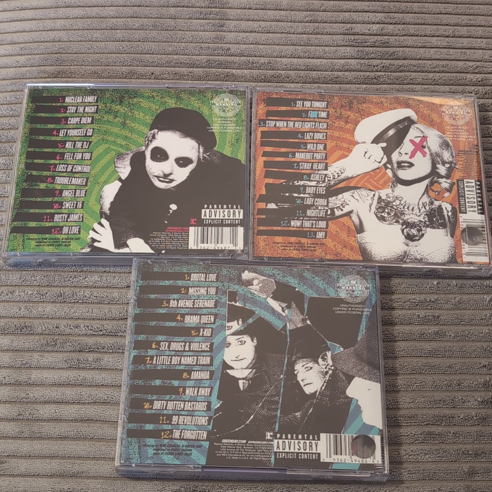 Green Day ¡Uno! ¡Dos! ¡Tré! 3-CD Lot Punk Rock