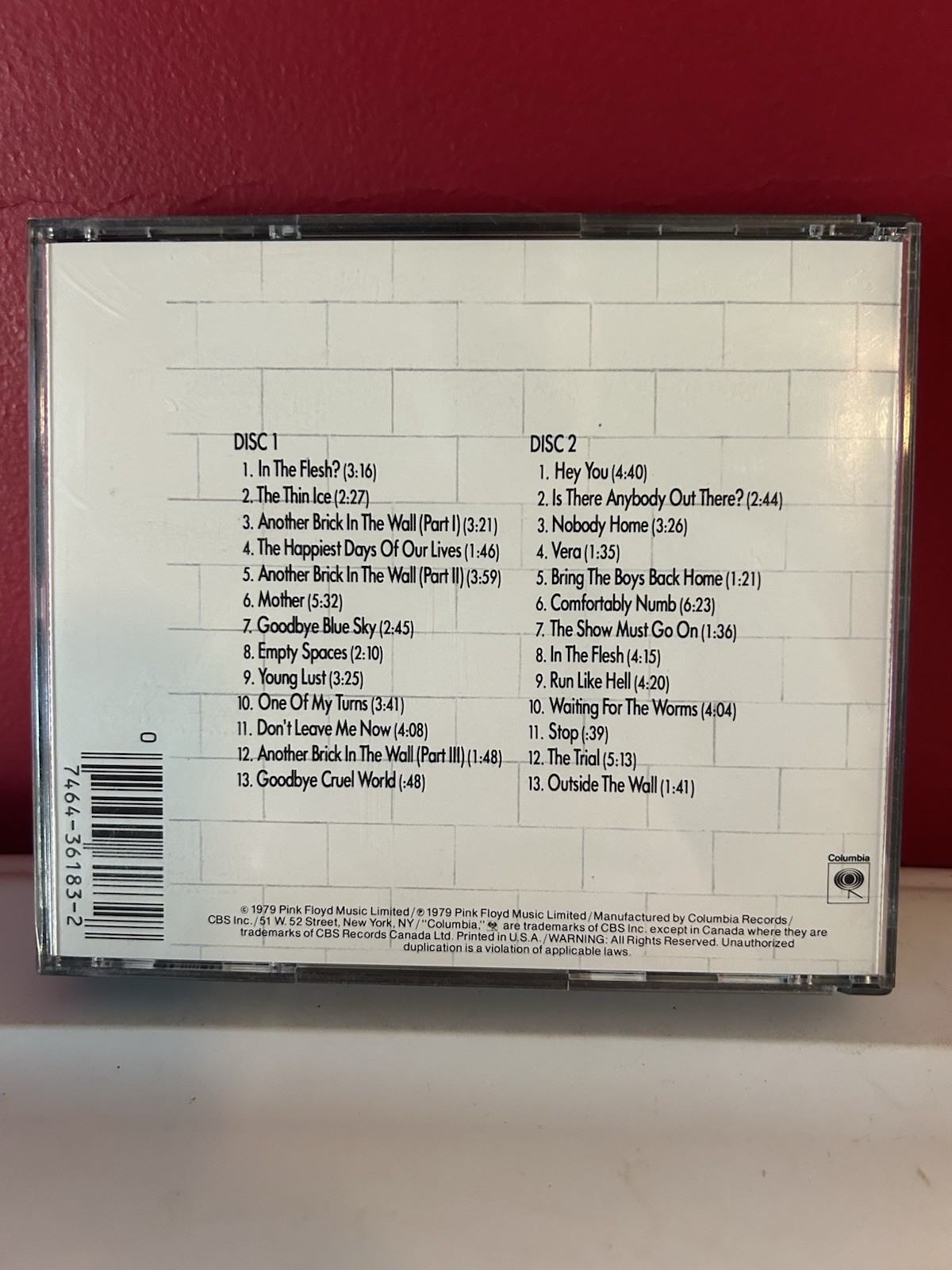 PINK FLOYD-The Wall-2 CD Set1979 Columbia CD! Free Shipping!