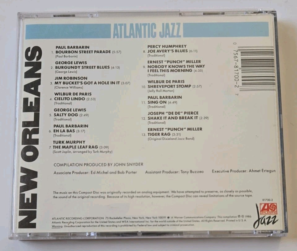 Atl Jazz: New Orleans by Various (CD, 1990)