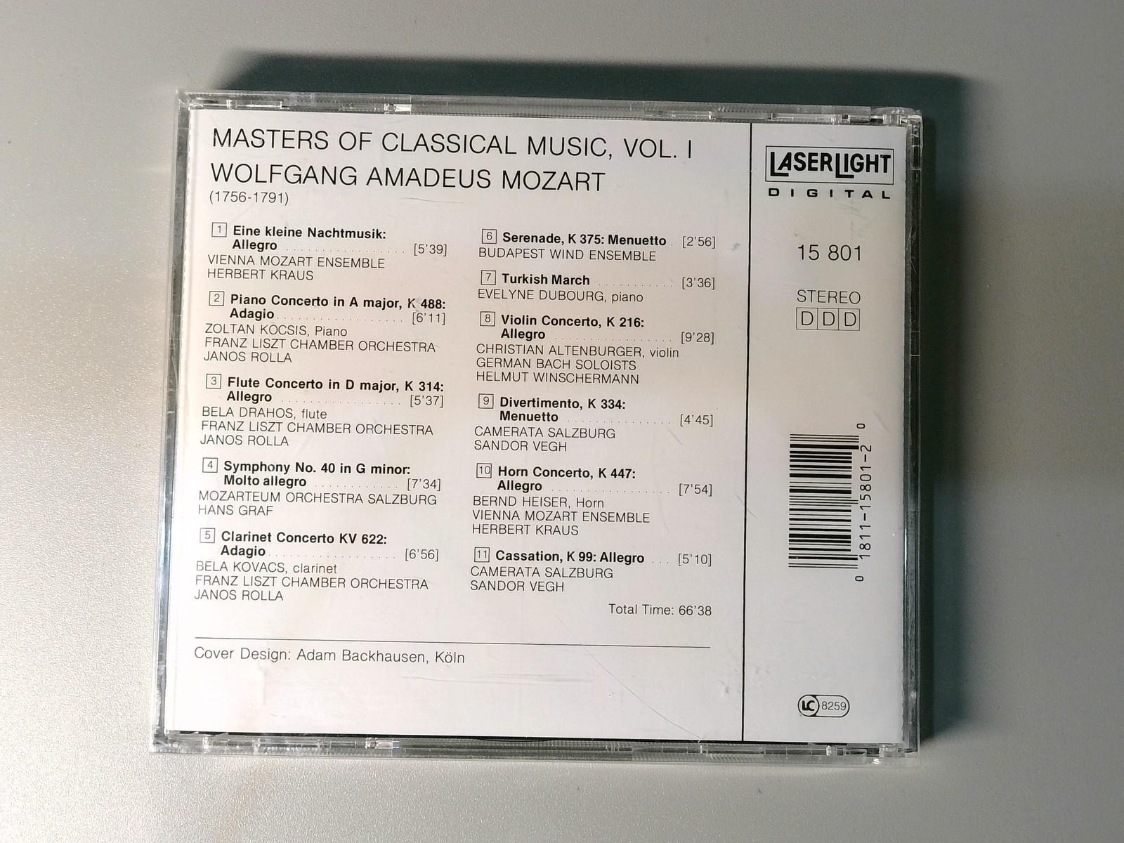 Mozart – Masters of Classical Music Vol.1 CD 66min Classical LaserLight