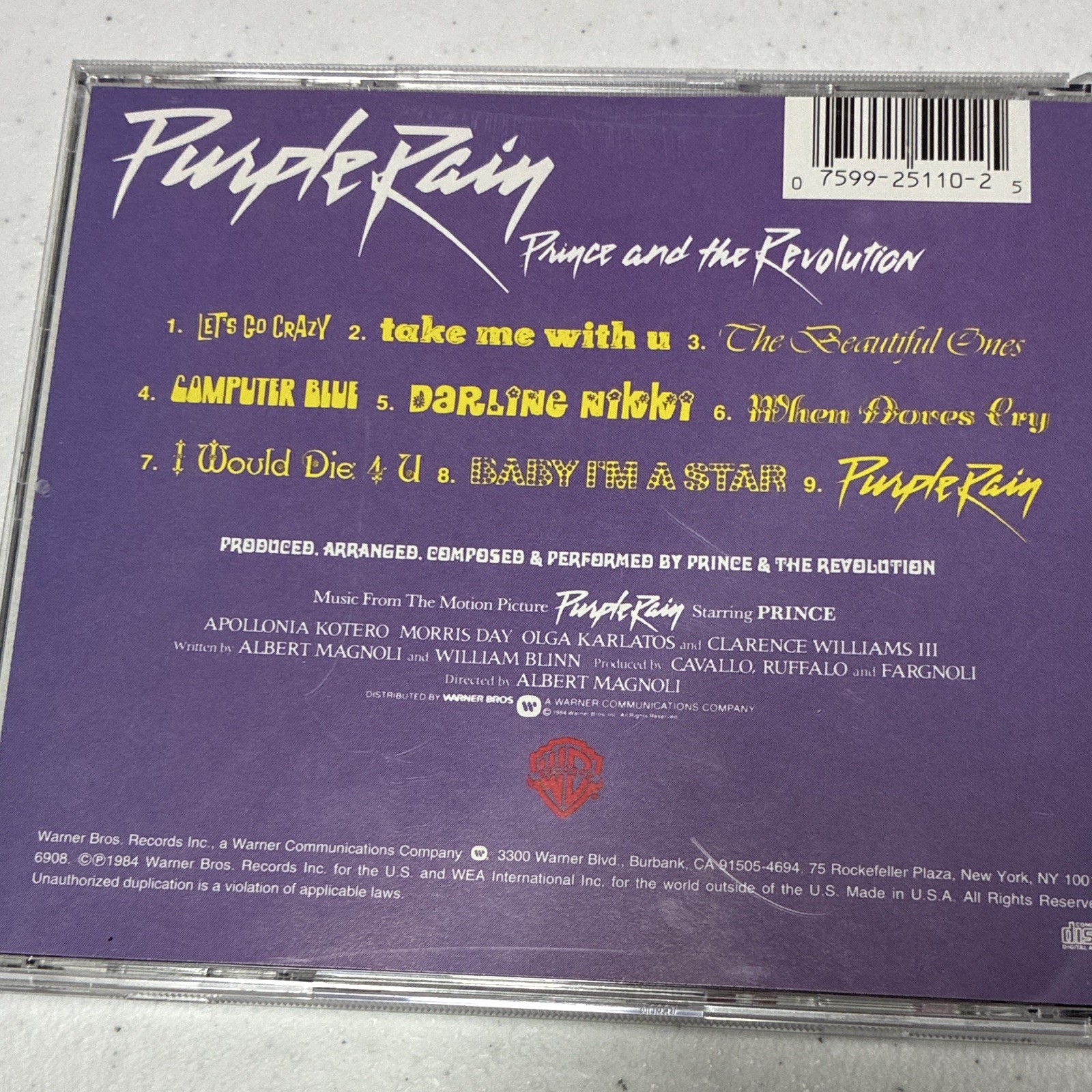 Prince and the Revolution Purple Rain CD Album 1984 Jewel Case