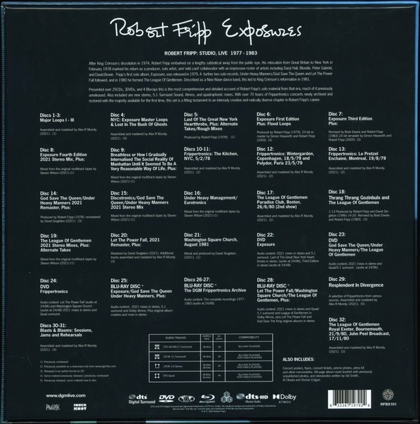 Robert Fripp - Exposures 25 CD with 3 DVD and 4 Blu-Ray Box Set - NEW