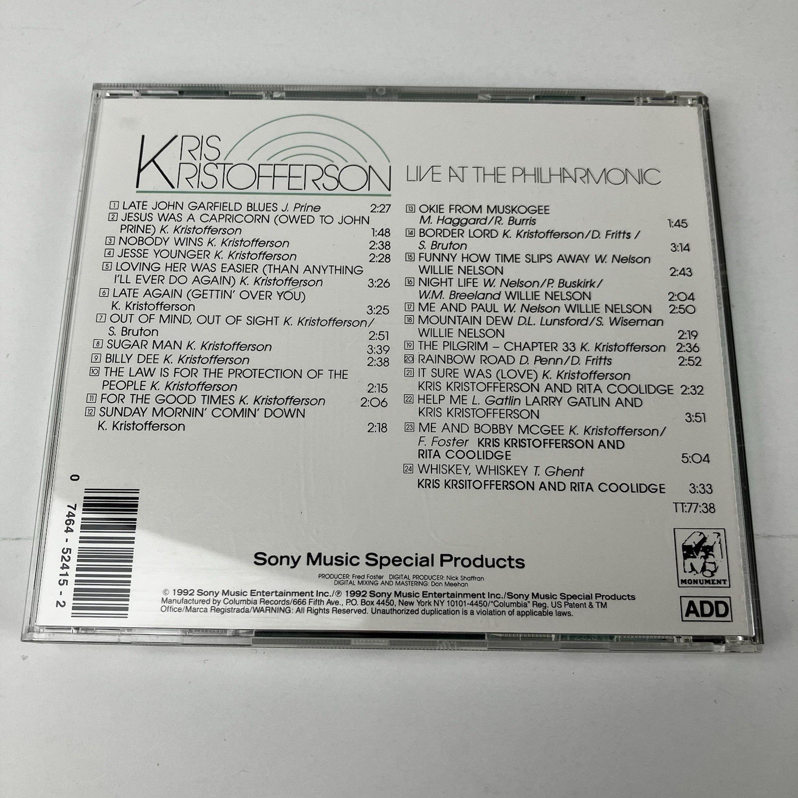 Classic Country CD Lot Of 9 / Outlaw Country / Waylon, Willie & Kristofferson
