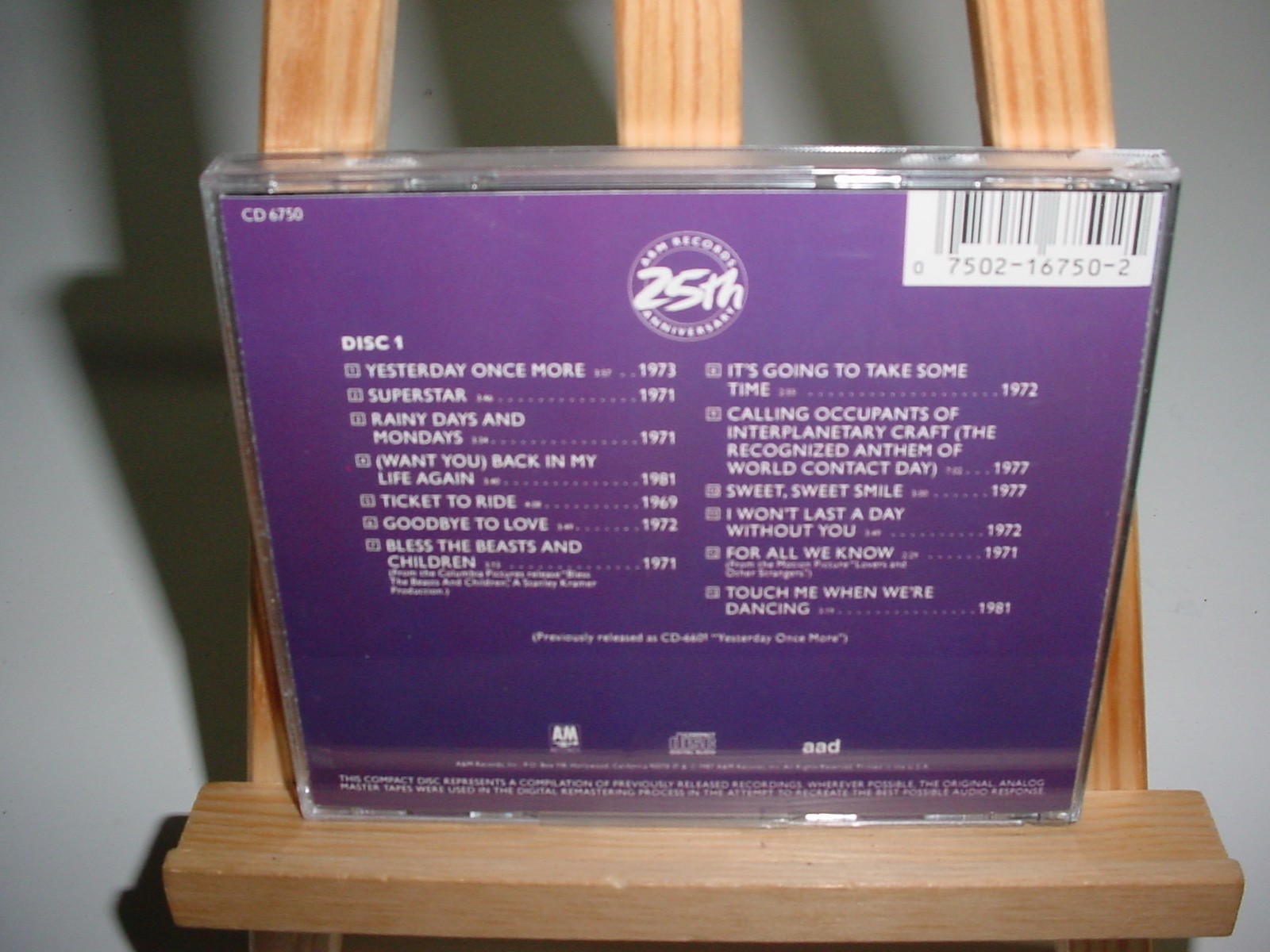 Carpenters - Classics Volume 2 A&M 25th Anniversary CD