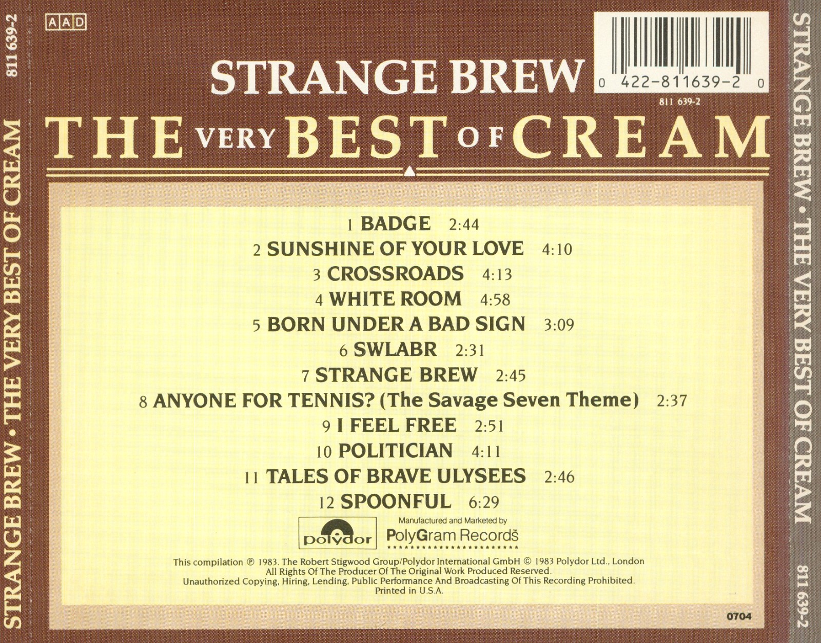 Cream - Strange Brew: The Very Best Of Cream - Like New US CD -FREE US Shipping!