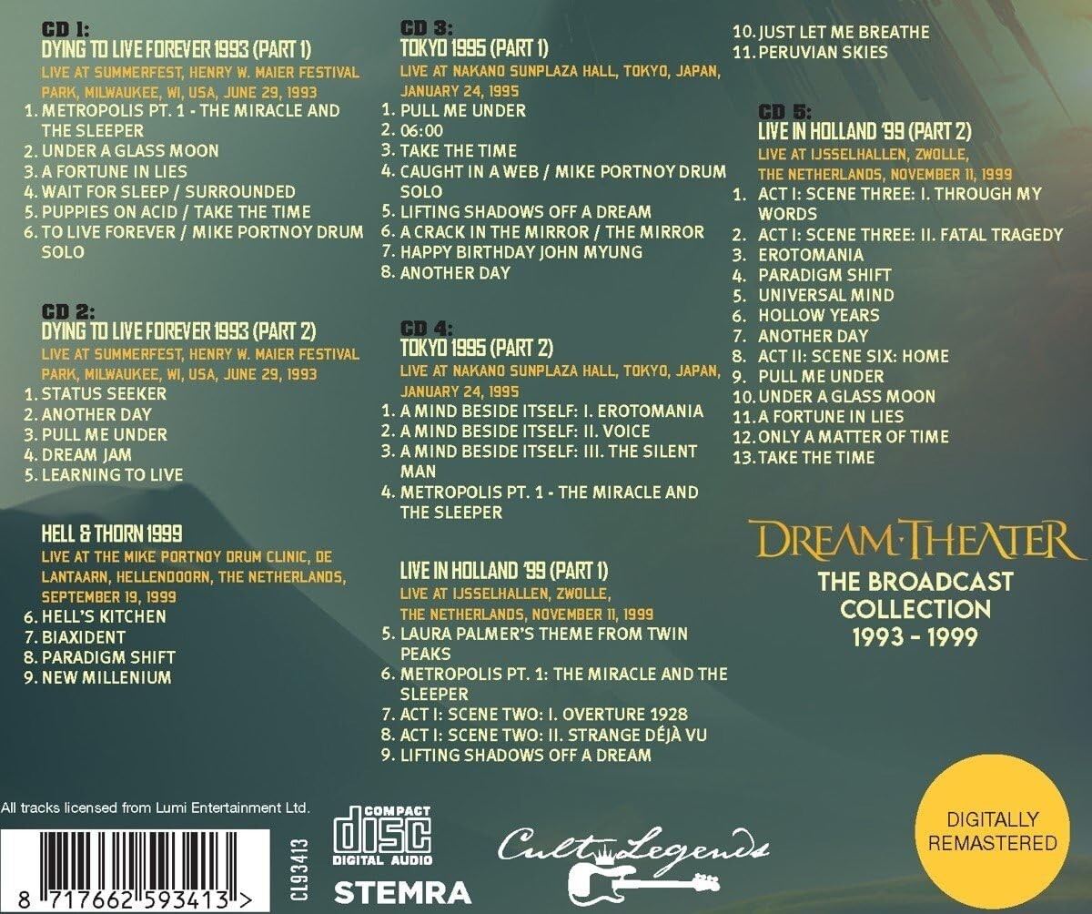 Dream Theater – The Broadcast Collection 1993 -1999 5 CD Set - Compilation Album