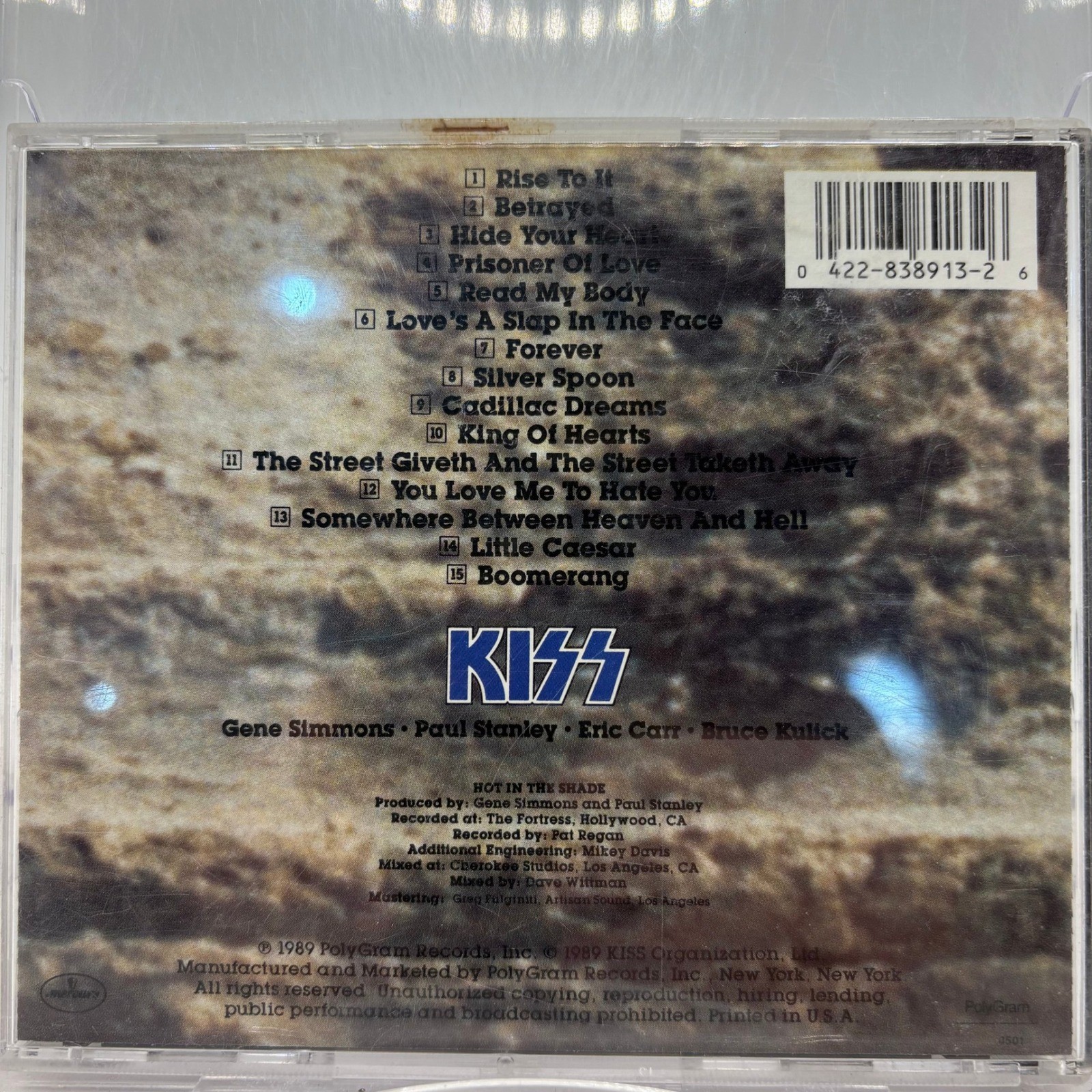 KISS Hot In The Shade CD 1989 Mercury 838 913-2 Gene Simmons Paul Stanley Rock