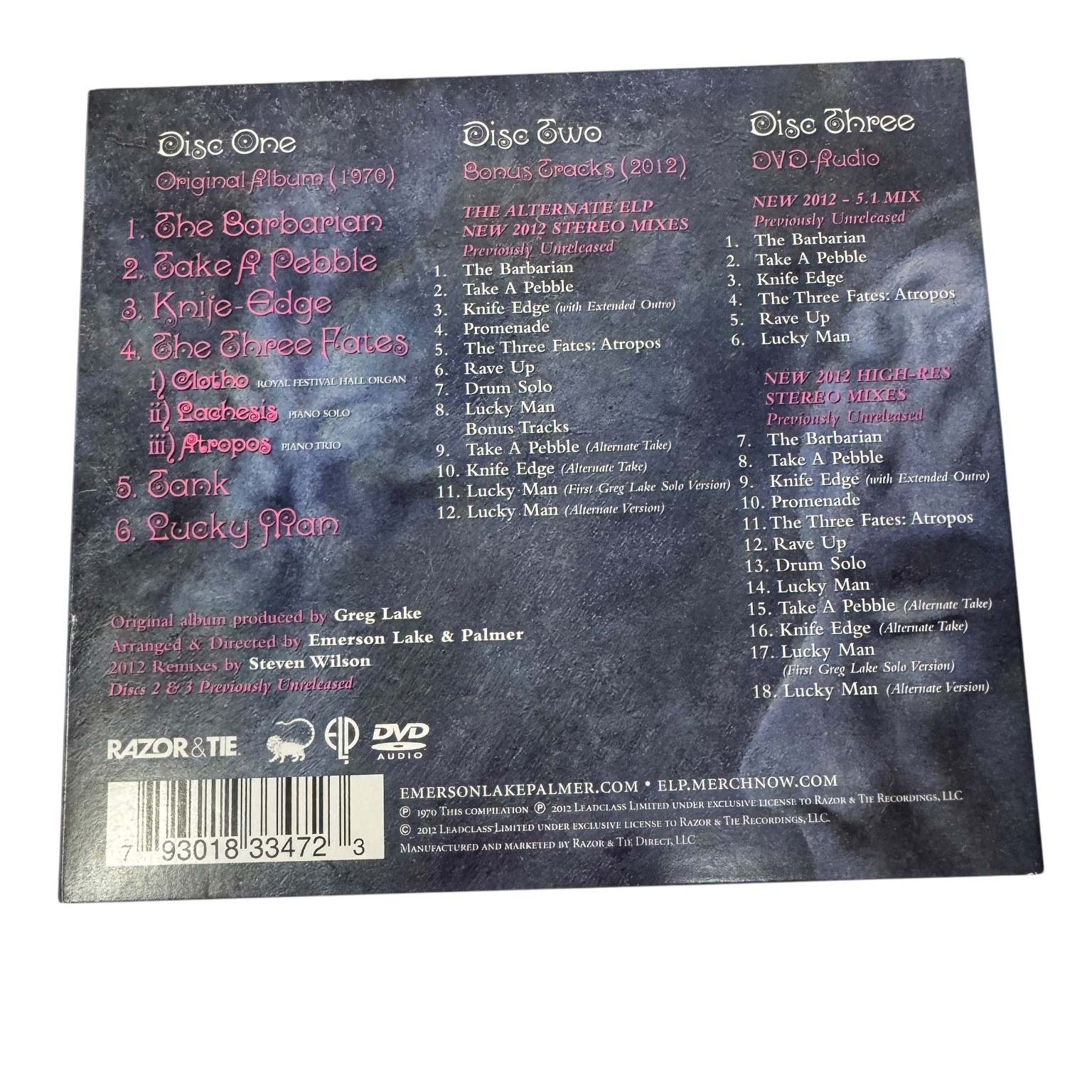 Emerson, Lake & Palmer by Emerson, Lake & Palmer (2 CD/1 DVD, 2012, Razor & Tie)