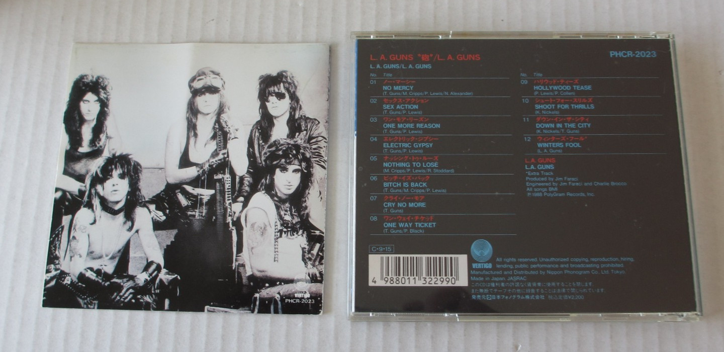 L.A. GUNS- SELF-TITLED DEBUT CD JAPAN 1990 80'S HAIR METAL GLAM POISON PHCR-2023