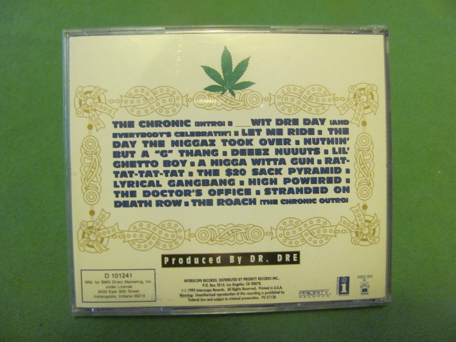 Dr. Dre The Chronic 1992 Interscope Records P2 57128 1st Edition BMG CD. USA.
