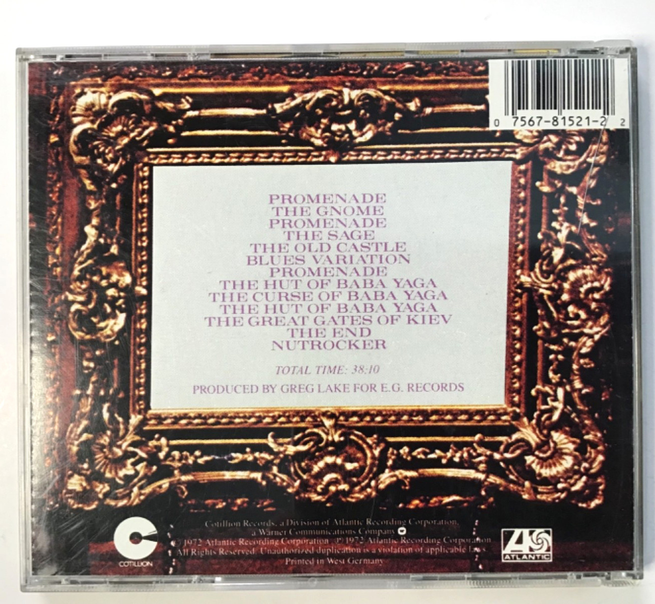 EMERSON LAKE PALMER; PICTURES AT AN EXHIBITION CD #19122-2 COLUMBIA (1972)