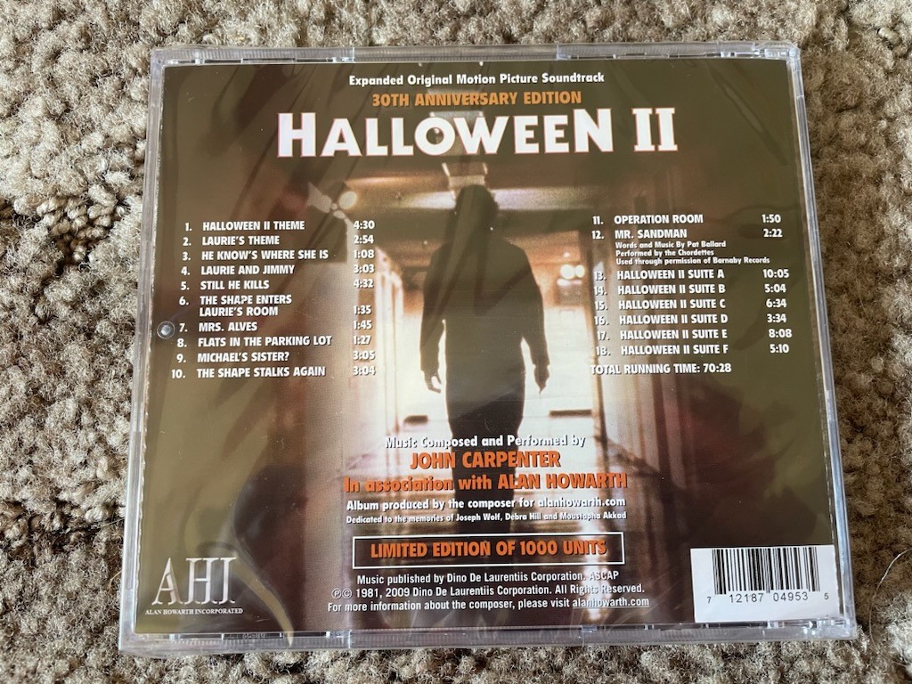 HALLOWEEN II 30th Anniversary EXPANDED Ed John Carpenter/Alan Howarth 1000 copy