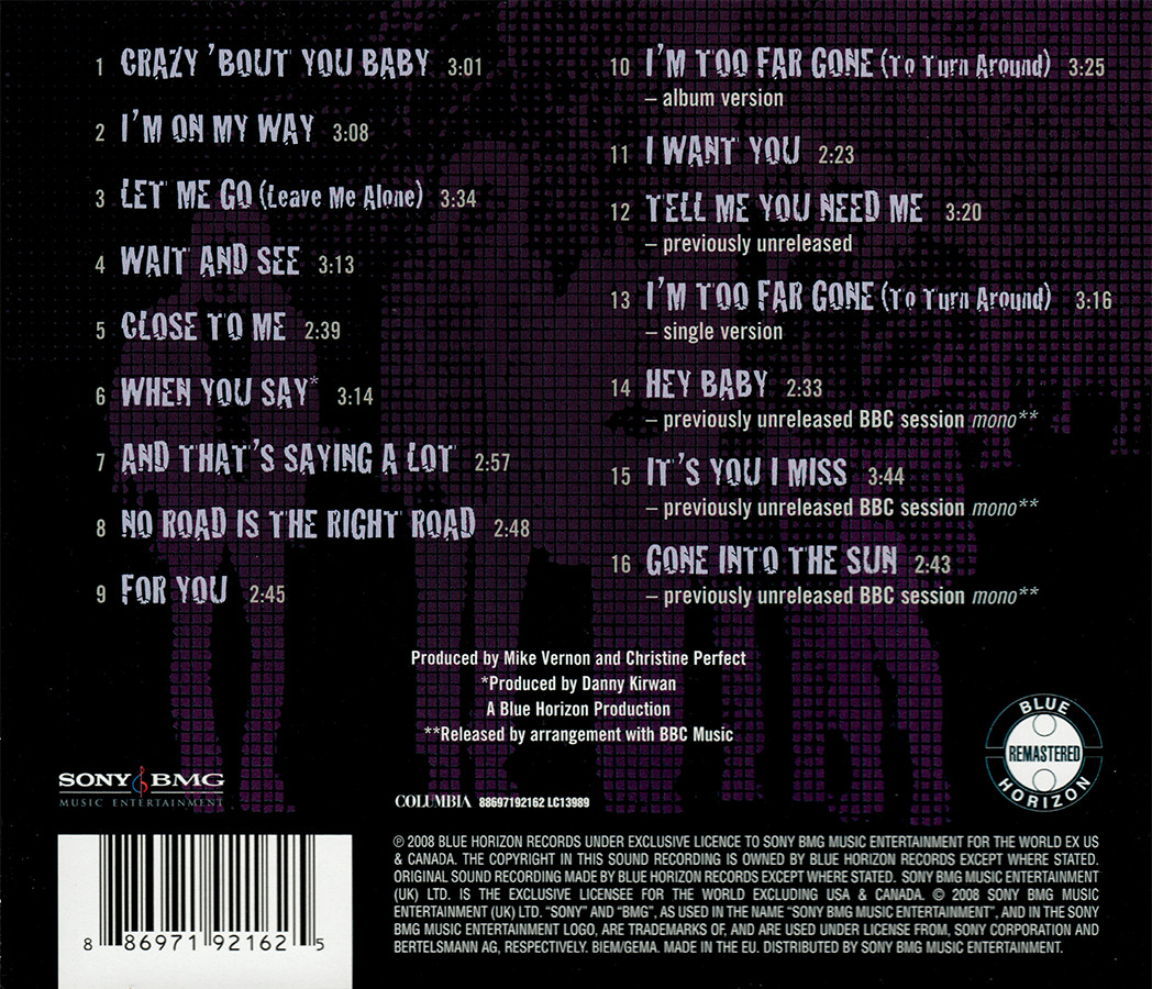 Christine Perfect (McVie) ~ Complete Blue Horizon Sessions CD 2008 Sony ••NEW••