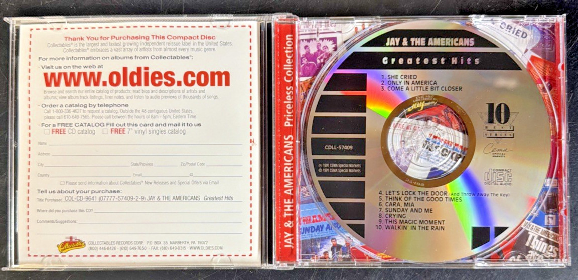 Jay & The Americans – Greatest Hits (CD, 2003, Collectables)