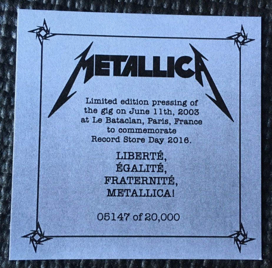 METALLICA Liberte Egalite Fraternite Digipak CD 2016 RECORD STORE DAY Rsd