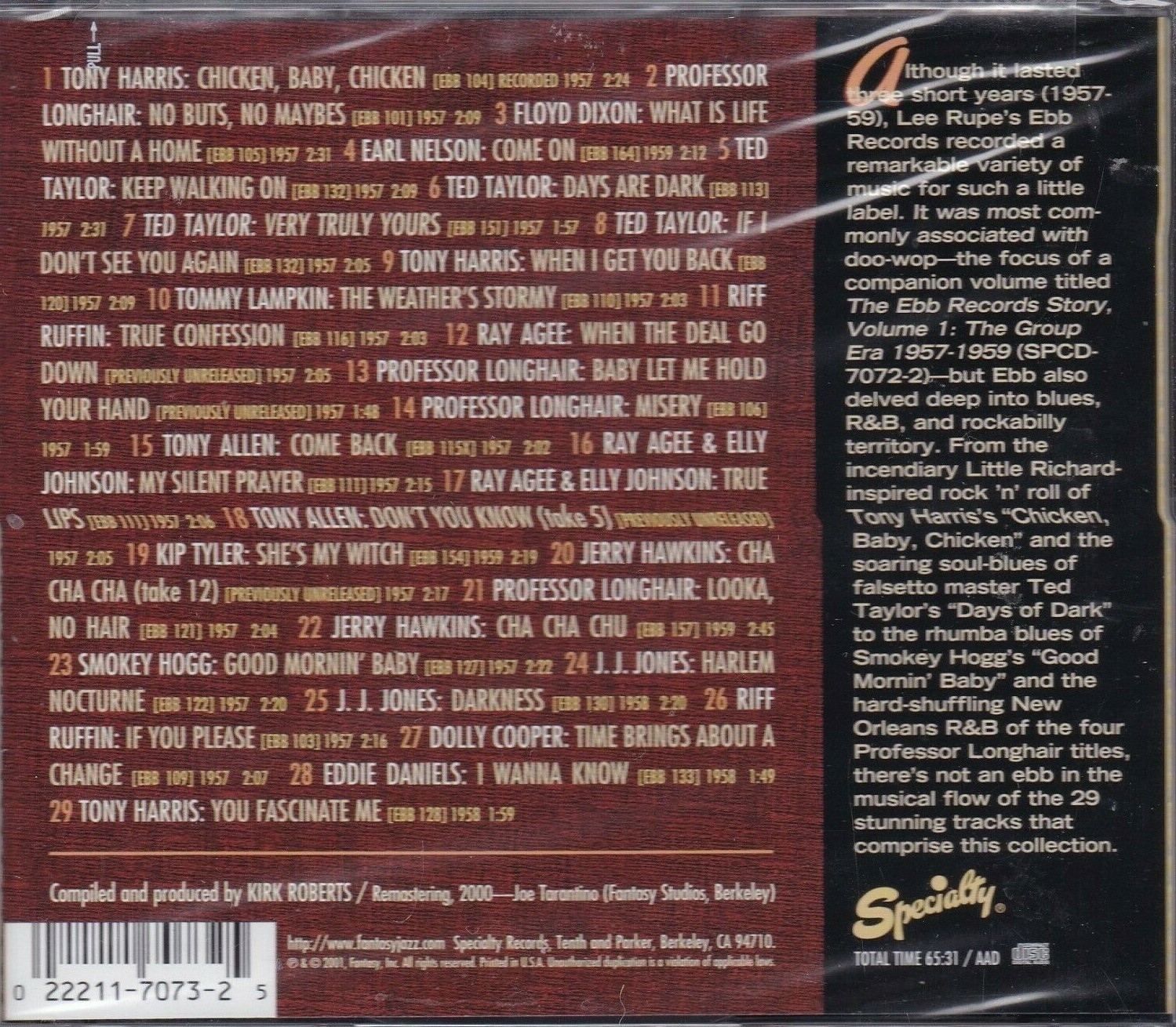 The Ebb Records Story, Vol. 2 by Various Artists (CD, 2001, Specialty) NEW