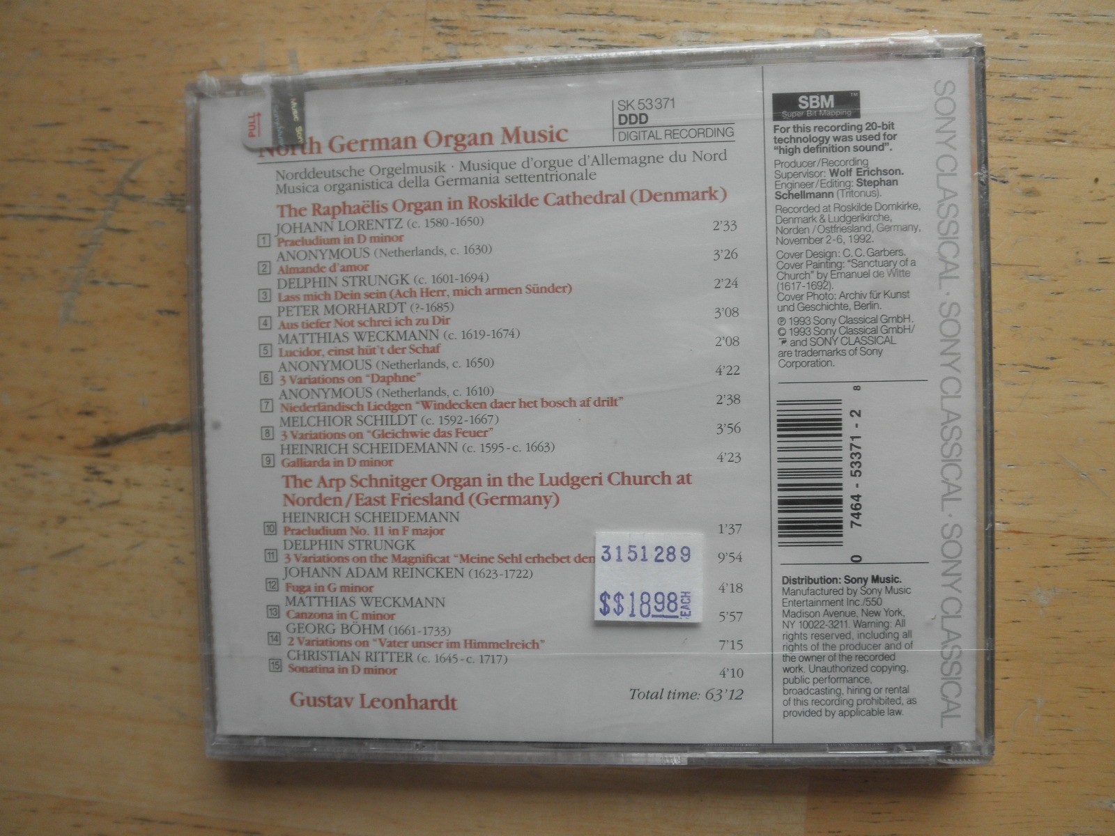 North German Organ Music Gustav Leonhardt CD Brand New Roskilde Denmark Ludgeri