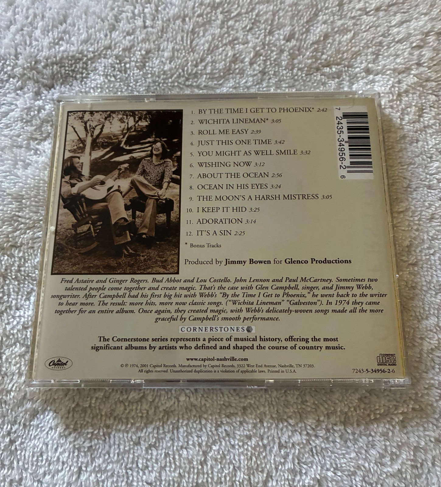 Glen Campbell "Reunion - The Songs Of Jimmy Webb" CD 2001 Capitol Records
