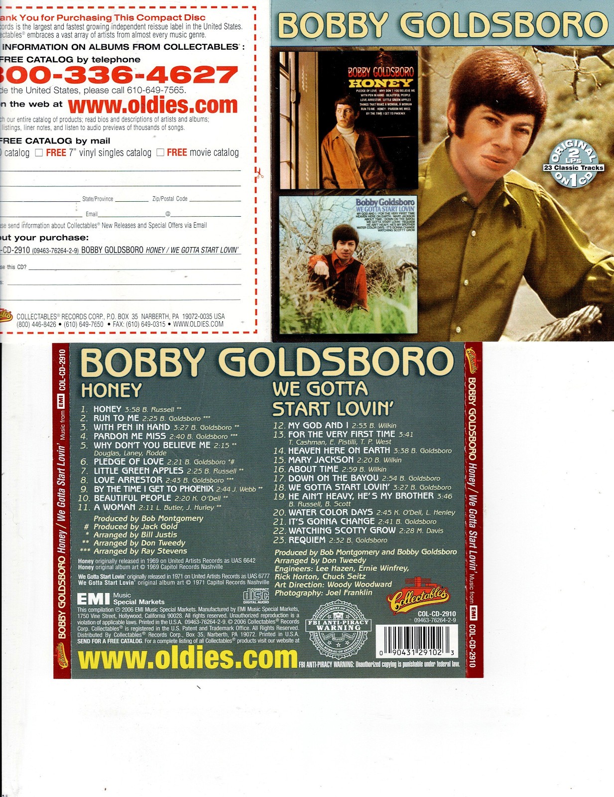 BOBBY GOLDSBORO - HONEY/WE GOTTA START LOVIN' (CD 2006) *23 TRACKS*