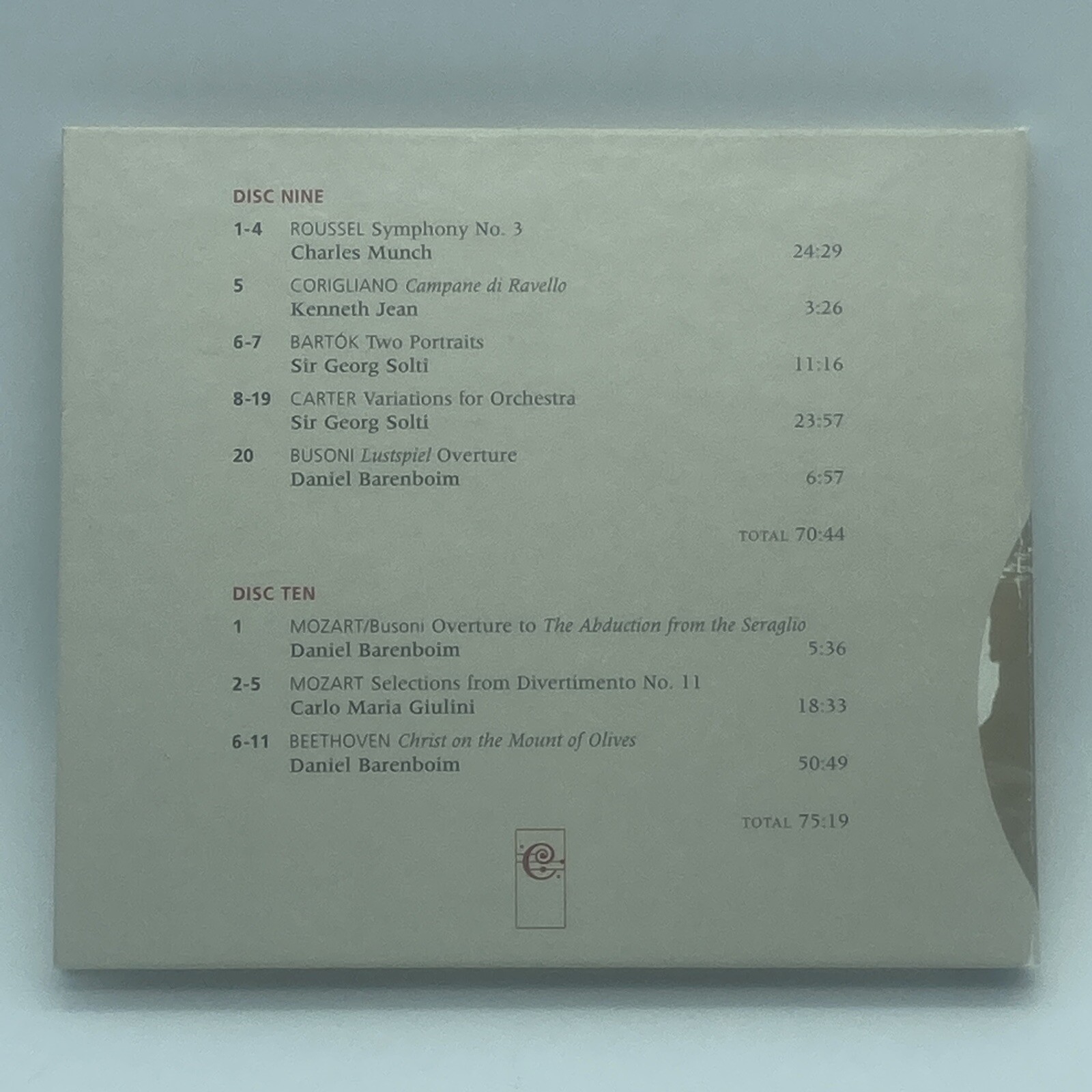 Chicago Symphony Orchestra in the Twentieth Century 2-CD 2000 DISCS 9-10 ONLY