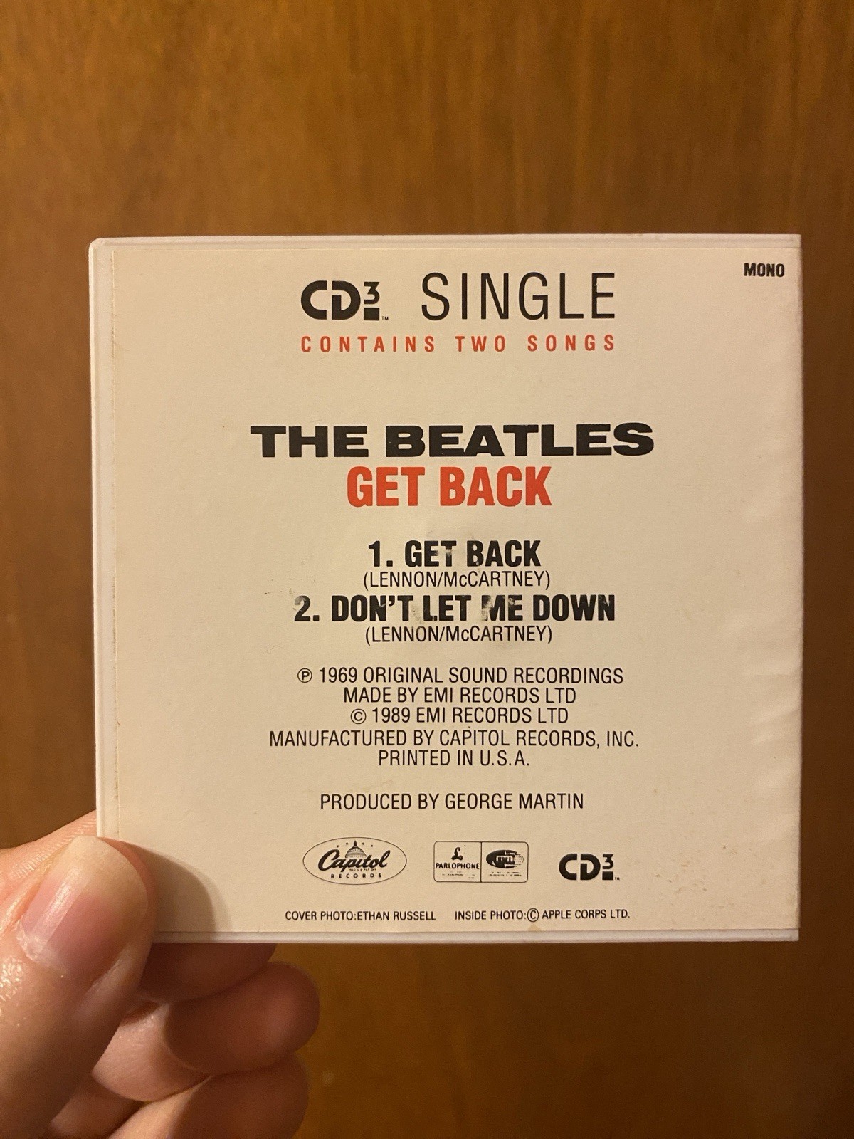 The Beatles Get Back/Dont Let Me Down 3 Inch Mini CD Single Capitol Records 1989