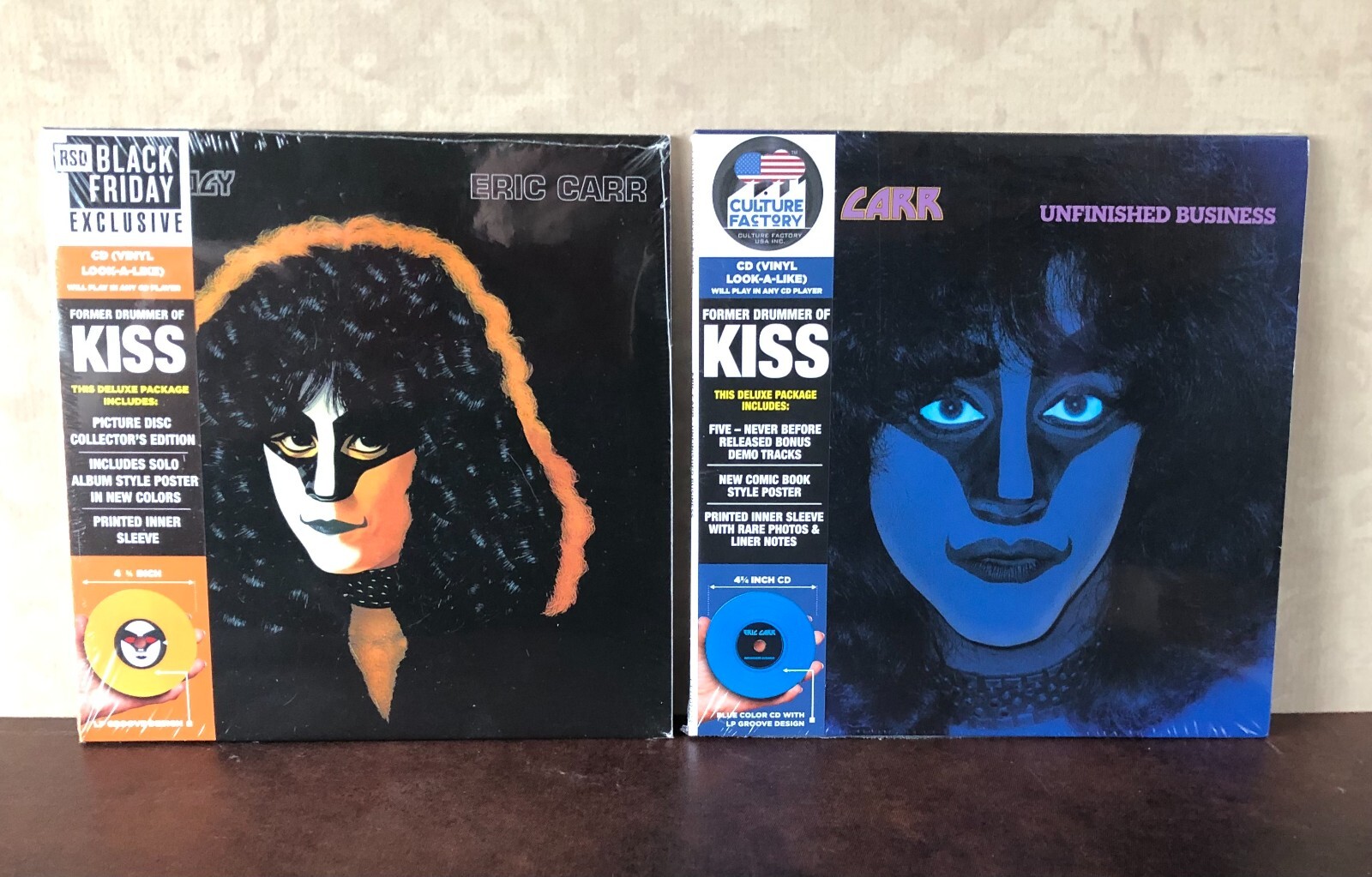 Eric Carr Rockology & Unfinished Business Deluxe Mini Lp Colored CD Pressings!!