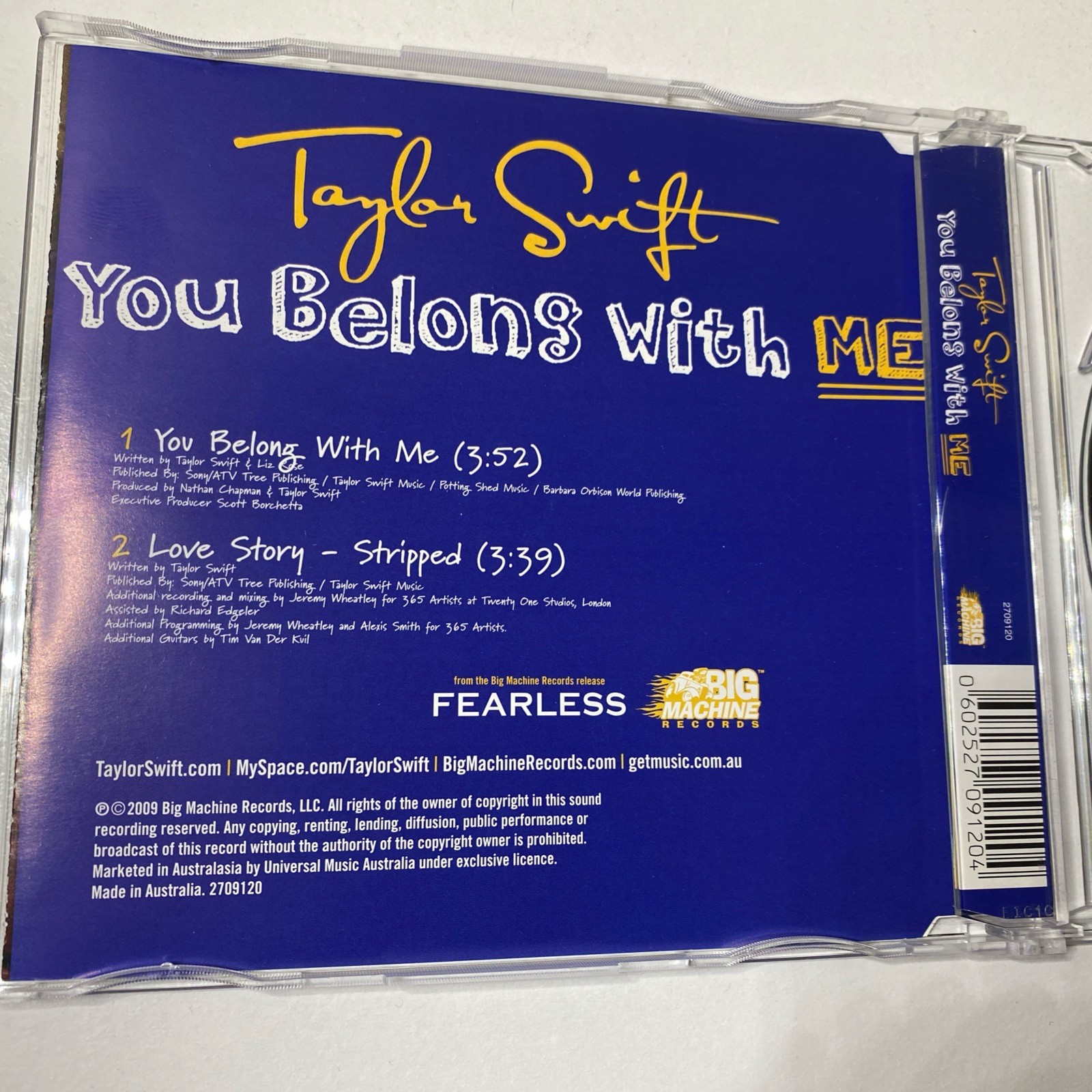 Taylor Swift You Belong With Me CD Single Rare -