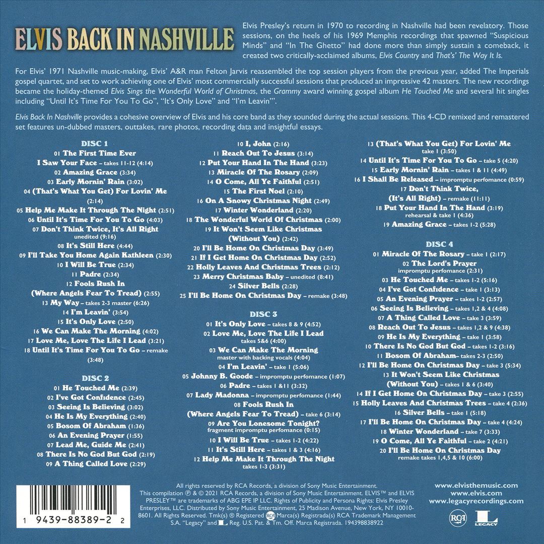 ELVIS BACK IN NASHVILLE [11/12] * NEW CD