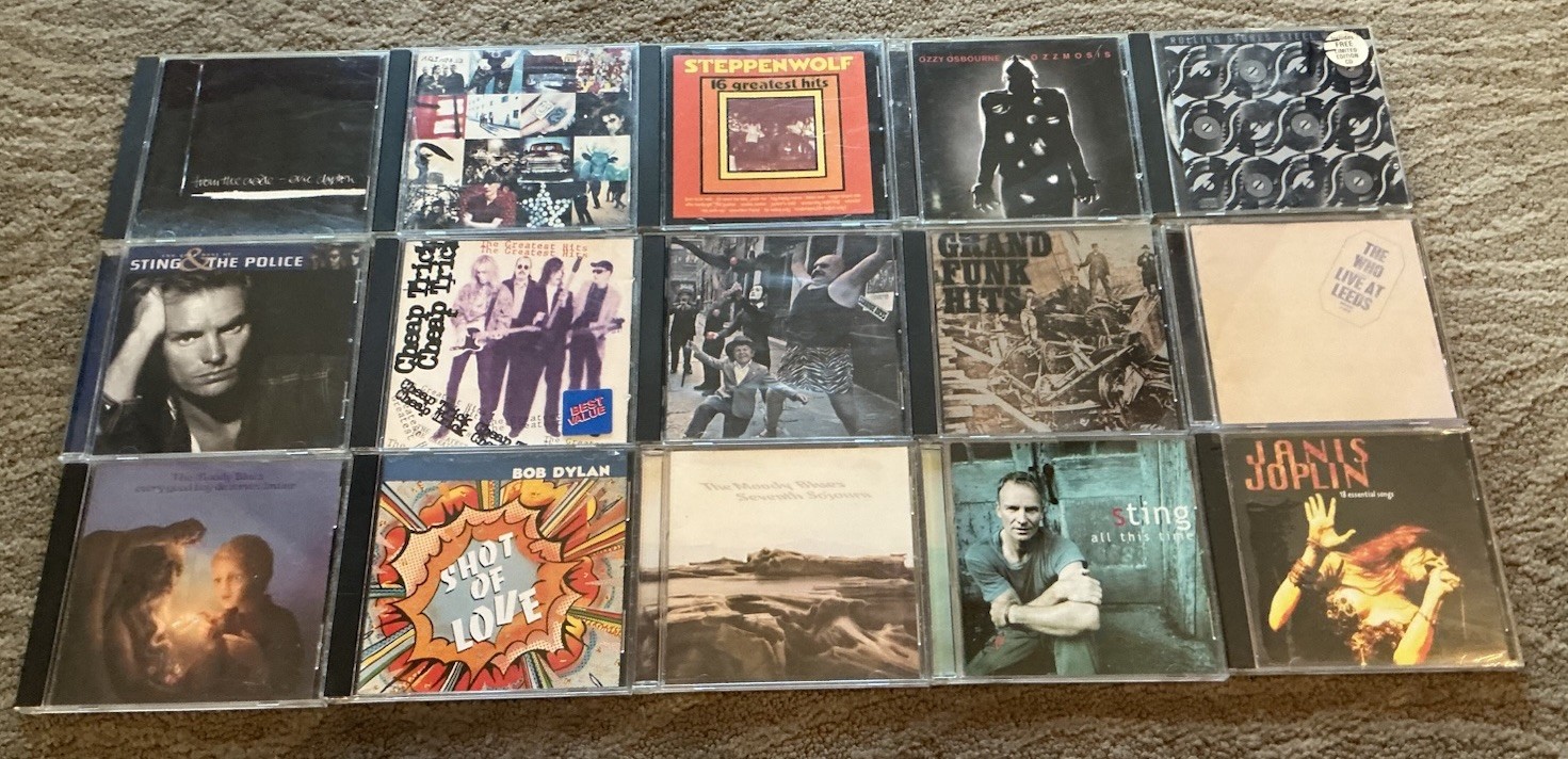 CD Lot Of 15 1960s/1970s Rock Stones Moody Blues Ozzy Clapton U2 Steppenwolf (A)