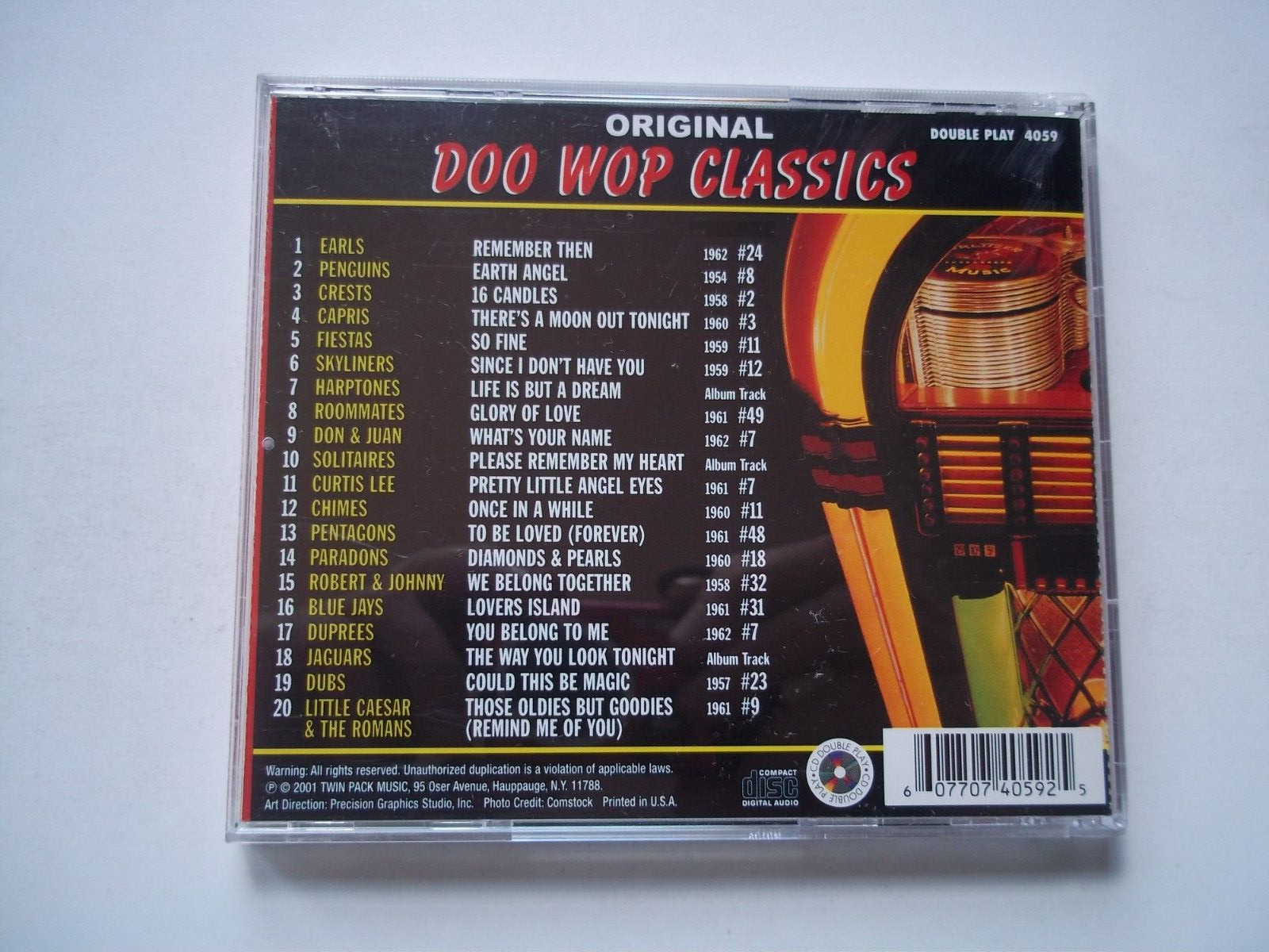 CD Original DOO WOP CLASSICS - 20 Songs! Earls Penguins Crests Capris Dubs 2001