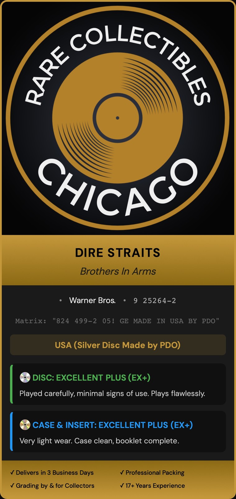 Dire Straits Brothers In Arms CD TARGET ERA! MADE IN USA BY PDO Warner 9 25264-2