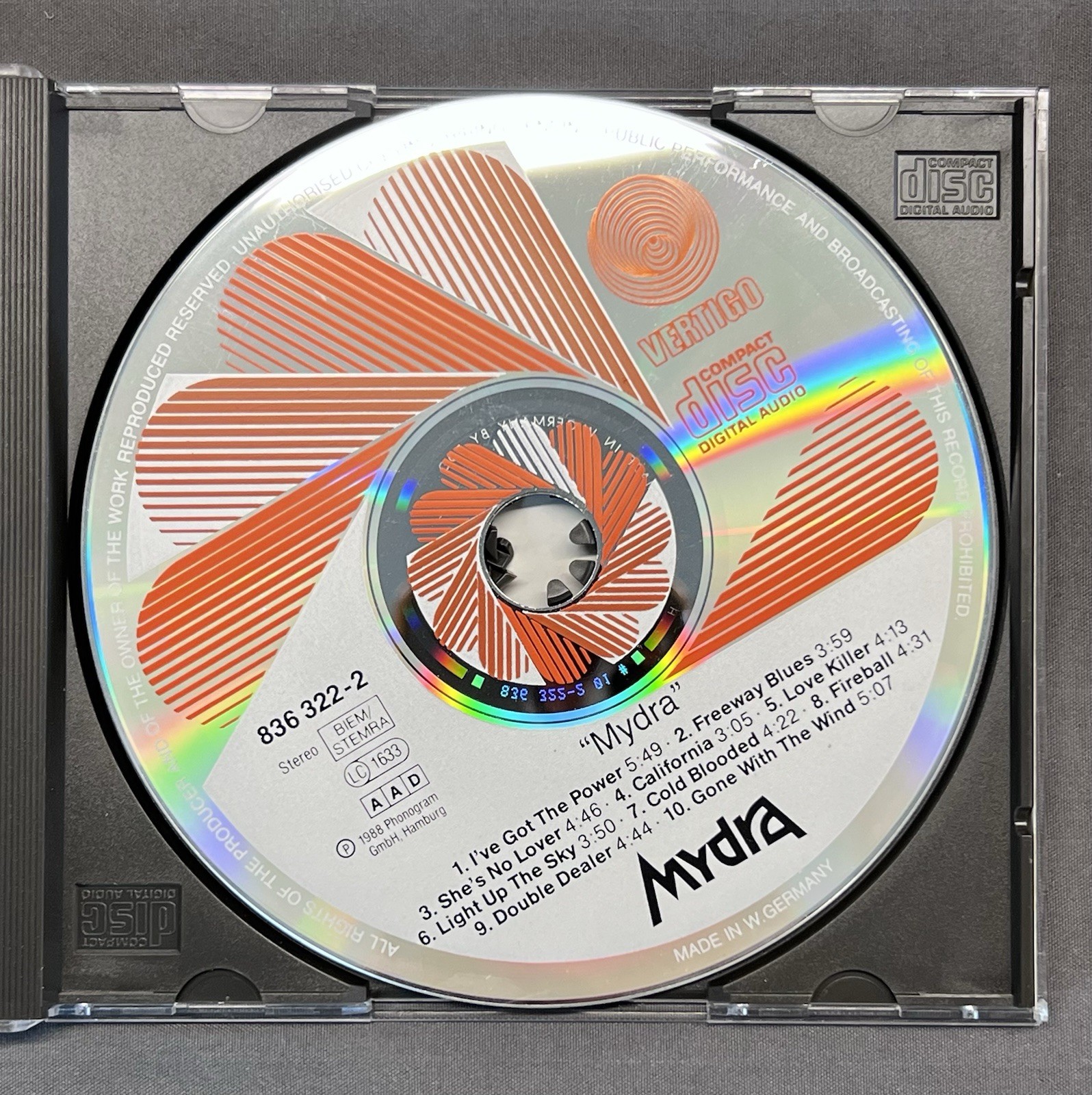 Mydra Self Titled CD 1988 Original Vertigo 836 322-2 West Germany PDO Press