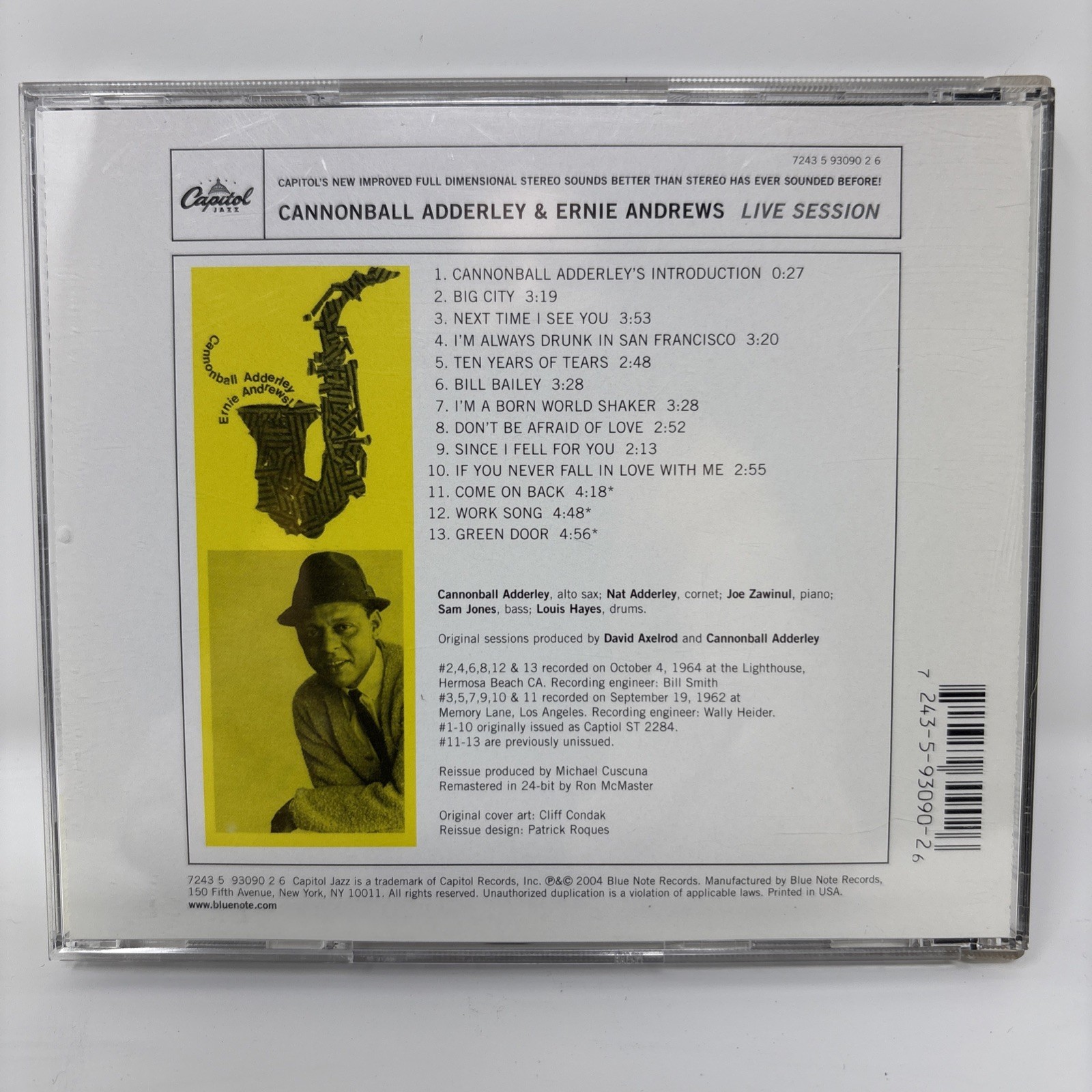 Rare 2004 Capitol Jazz CD: Cannonball Adderley with Ernie Andrews Live Session!"