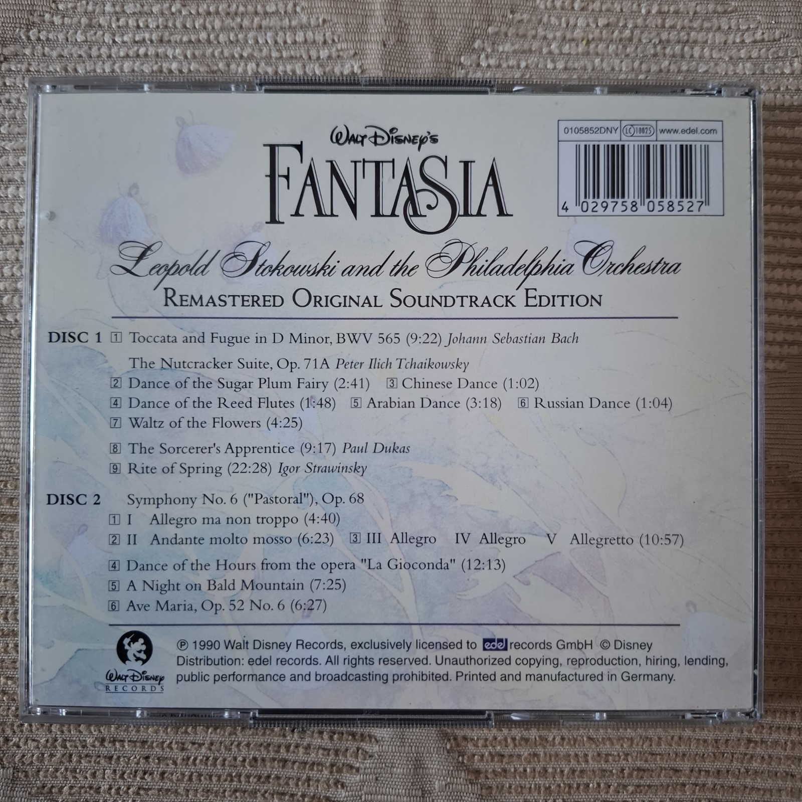 WALT DISNEY'S FANTASIA - REMASTERED ORIGINAL SOUNDTRACK EDITION - DOUBLE CD 1990