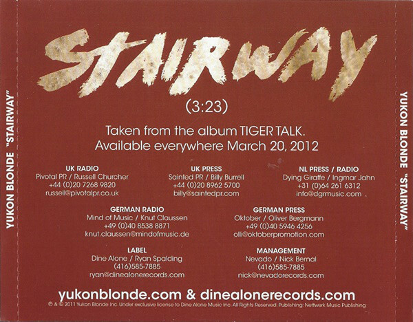 (4239) Yukon Blonde - Stairway CD advance