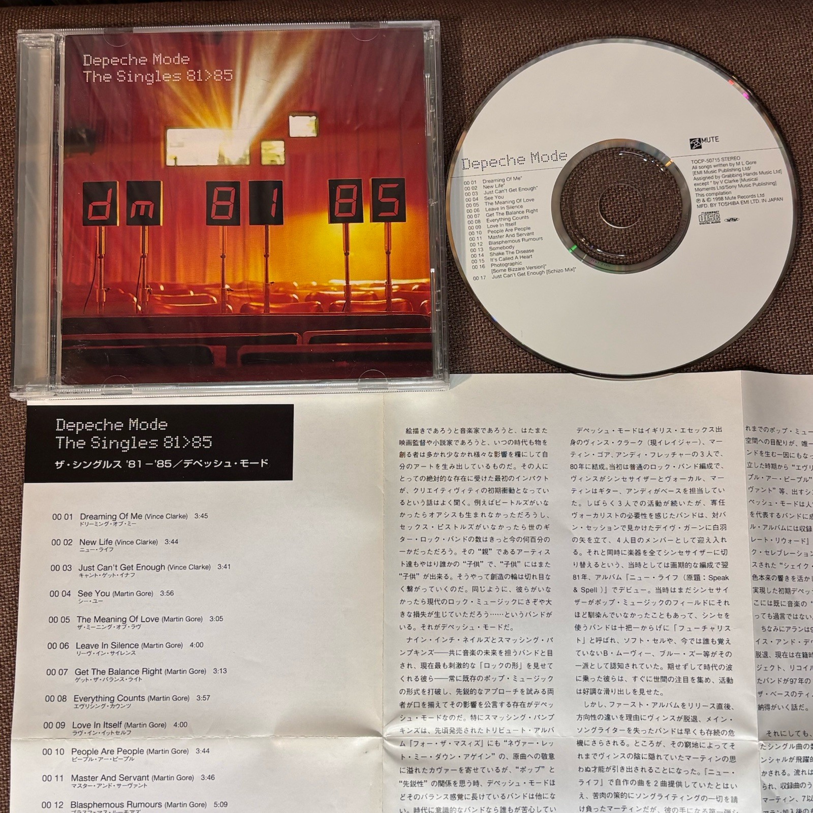 DEPECHE MODE The Singles 81-85 JAPAN CD TOCP-50715 w/ JAPANESE INSERT 1998 issue