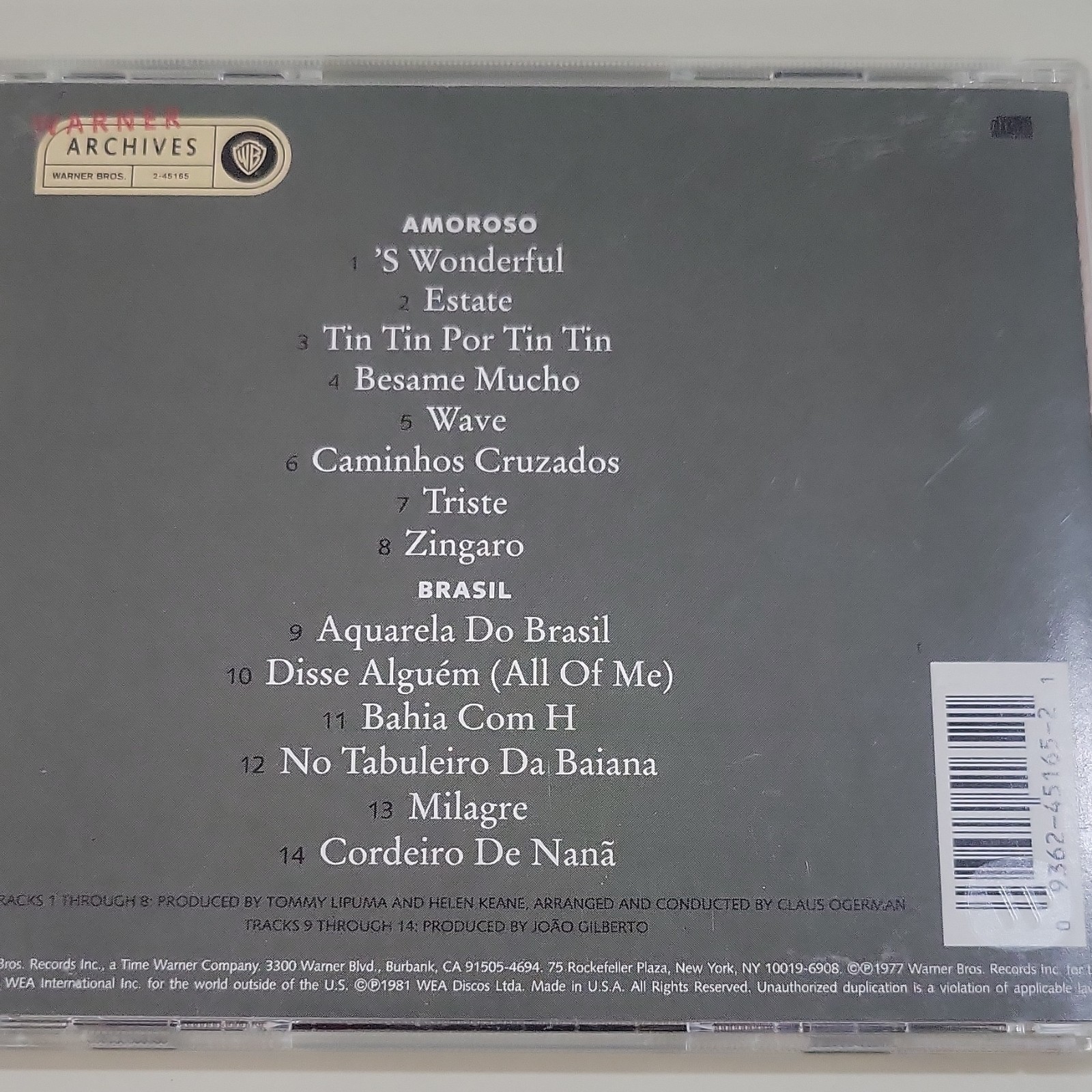 Warner Archives João Gilberto Amoroso/Brasil CD 1981 Latin Bossa Nova