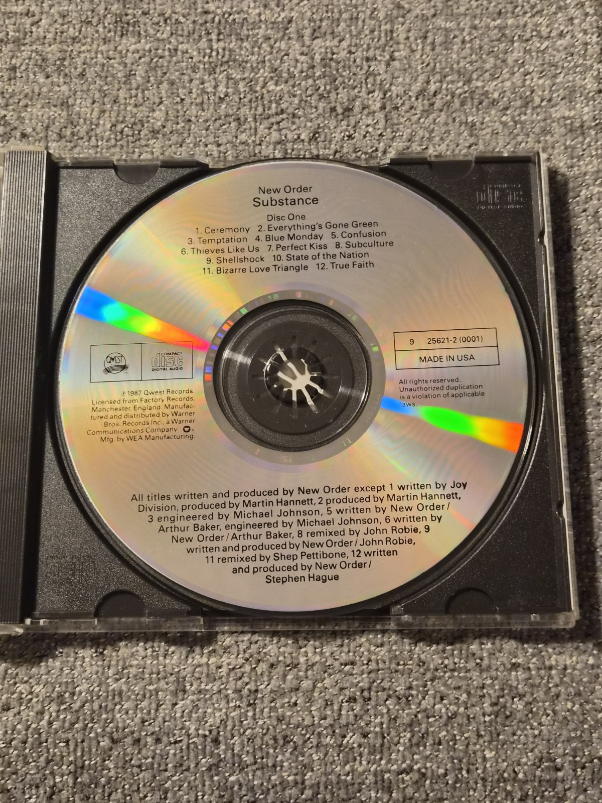(509) New Order – Substance 1987 Disc 1 ONLY CD USA SRC Pressing 25621-2