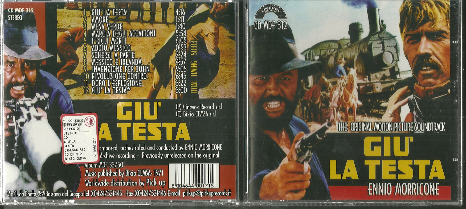 Out of Print - Used CD - GIU' LA TESTA - Ennio Morricone - Cinevox