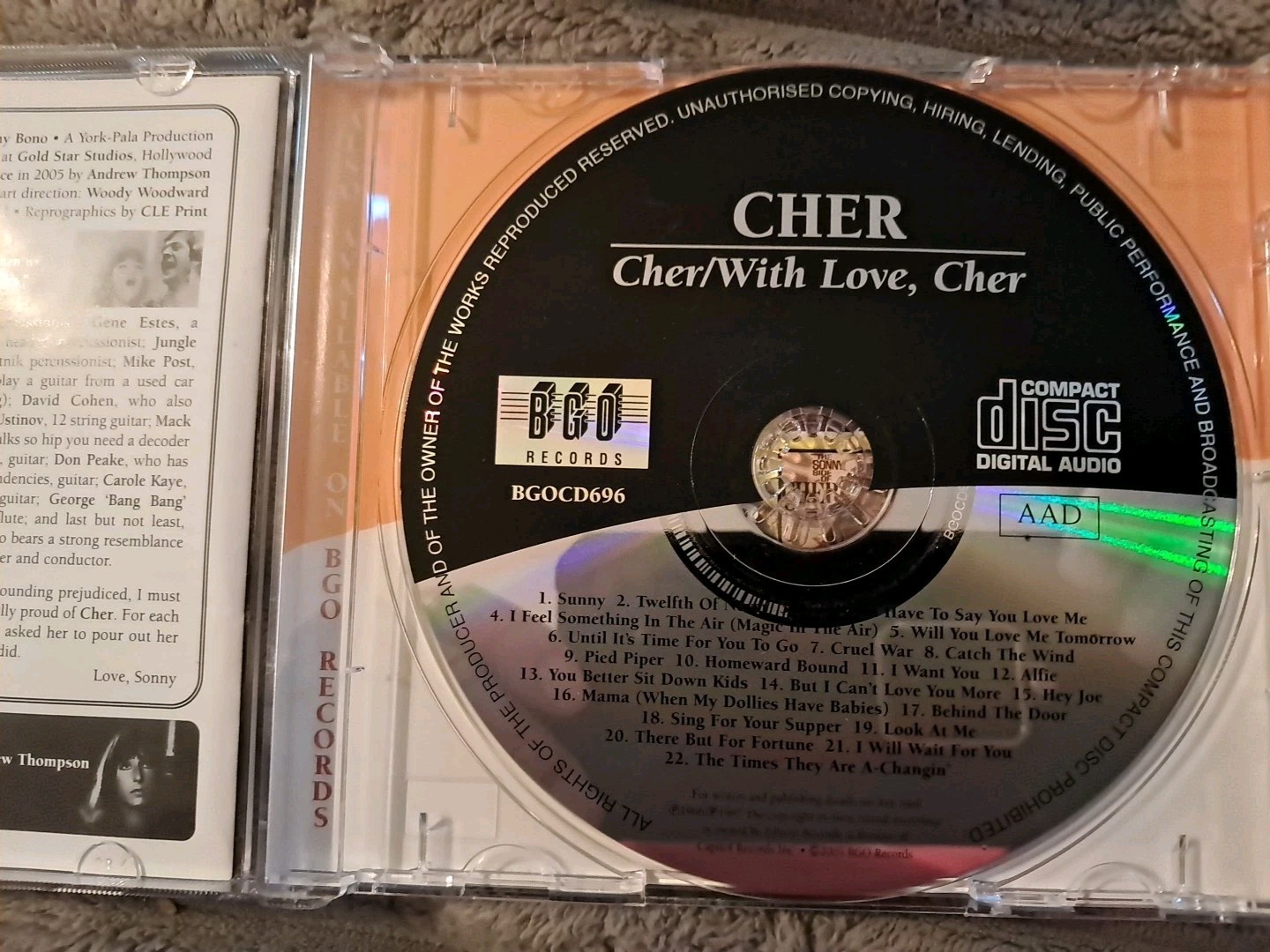 Cher & With Love By Cher 2 LP'S On 1 CD BGO Rec. 2005 UK Import 22 Tracks