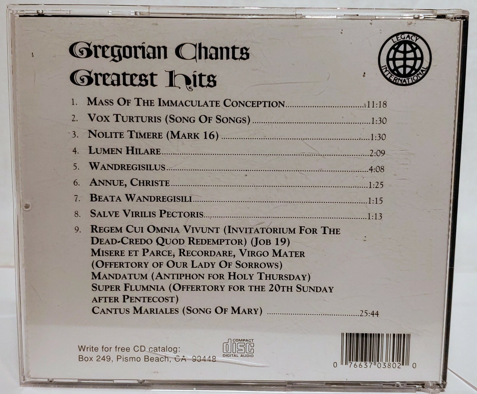 Gregorian Chants: Greatest Hits (CD, Dec-1993, Legacy Recordings) NICE !
