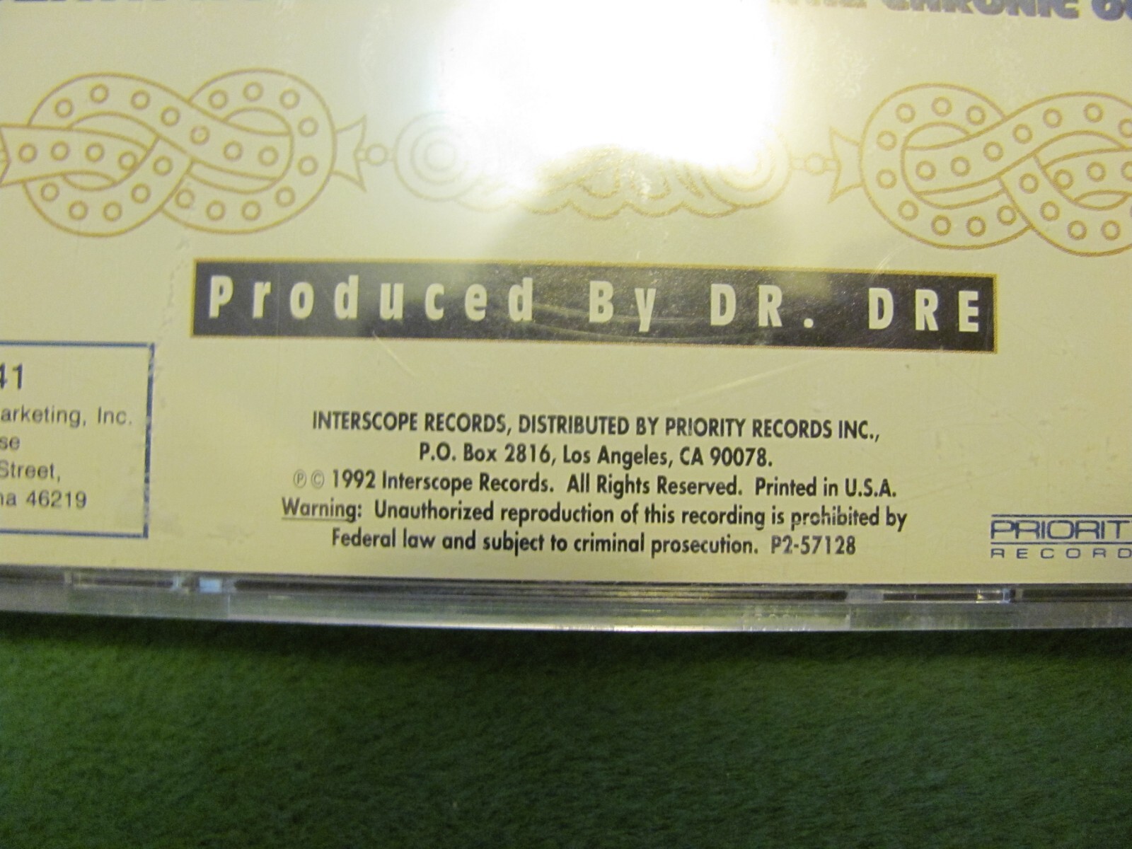 Dr. Dre The Chronic 1992 Interscope Records P2 57128 1st Edition BMG CD. USA.