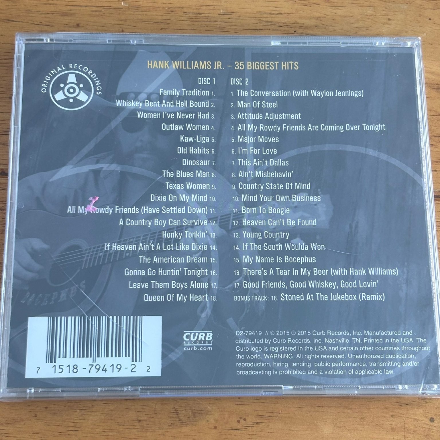 Hank Williams Jr. – 35 Biggest Hits CD 2015 Country Rock Curb 2 Disc Set