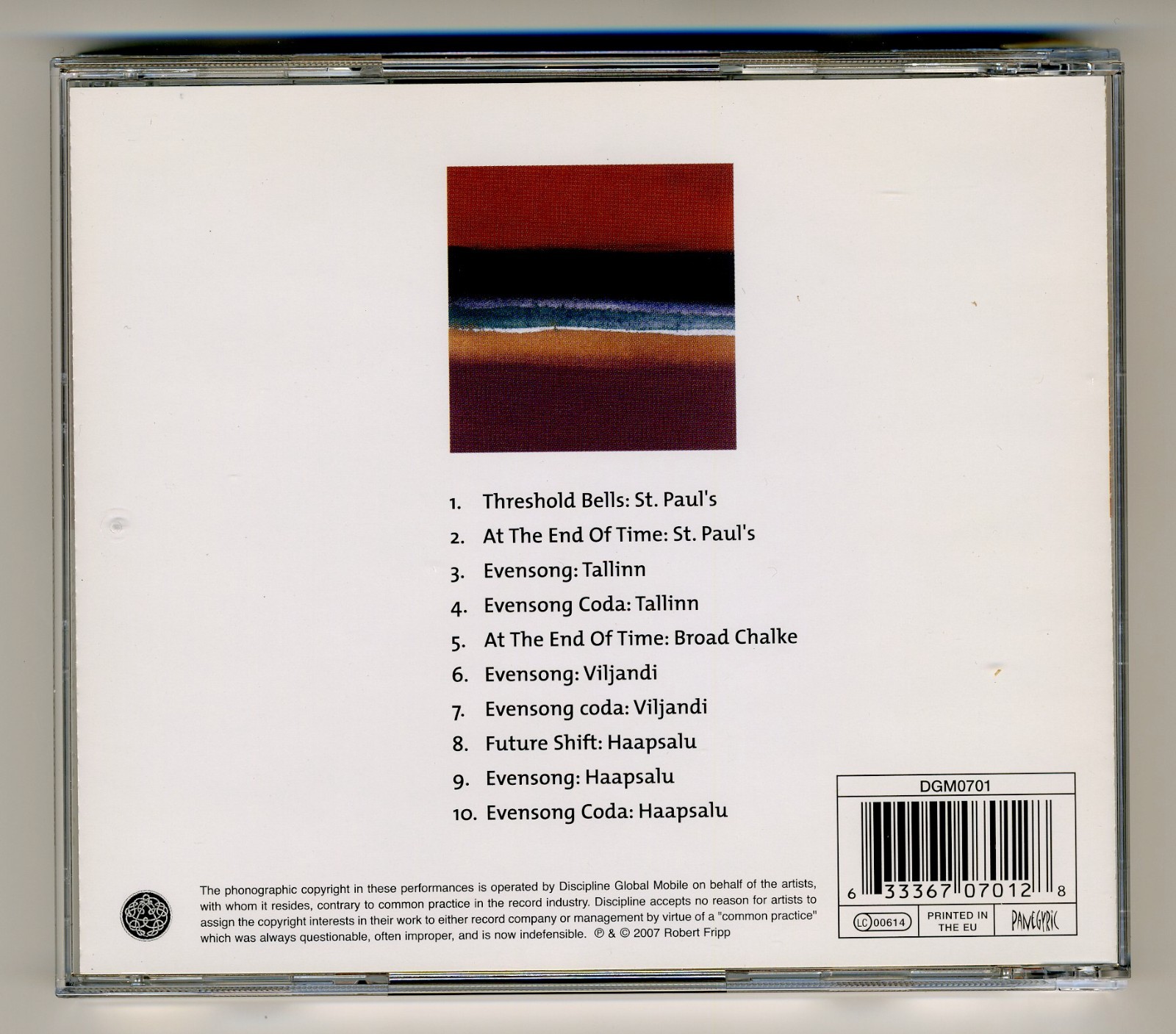 Robert Fripp - At the End of Time: Churchscapes Live in England... (CD, 2007) NM