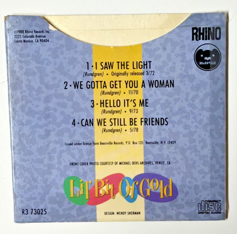 Todd Rundgren – Lil’ Bit of Gold (1988 US Rhino Mini CD • R3 73025)
