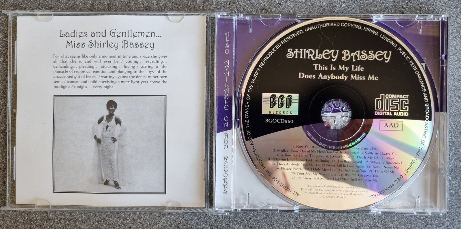 SHIRLEY BASSEY - This Is My Life / Does Anybody Miss Me - 2 LPs on 1 CD - BGO NM