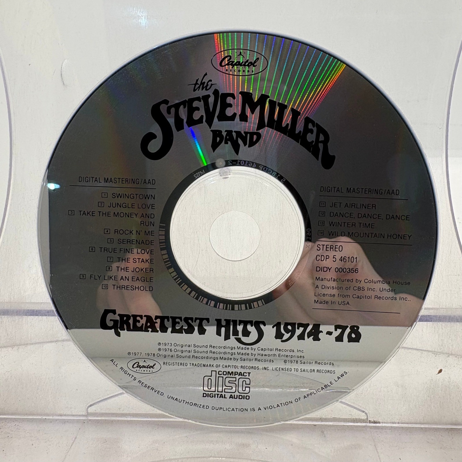 The Steve Miller Band Greatest Hits 1974-78 CD Capitol Records CDP 5 46101 DIDY