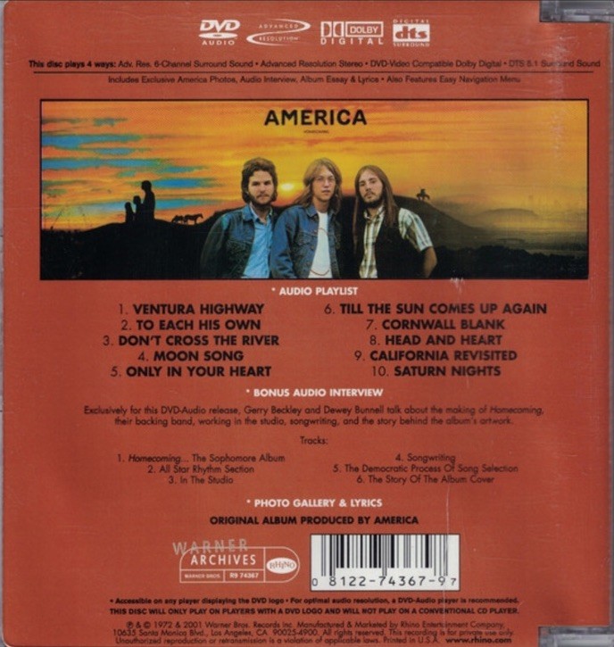 America - Homecoming (DVD-Audio, DVD-Video, Multichannel, 2001, Warner Archives)