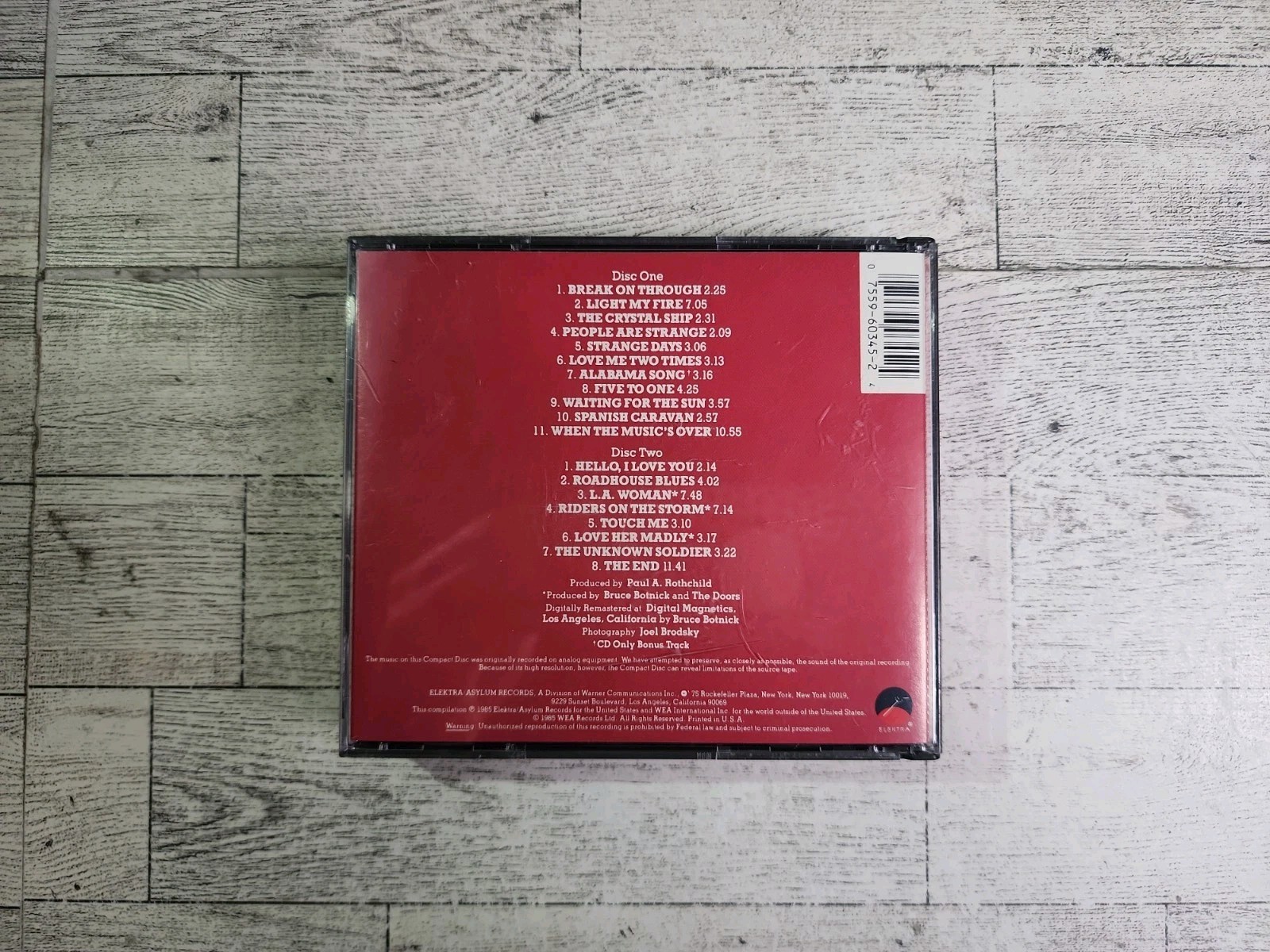 1985 "The Best of The Doors" 2 CD Set Album ELEKTRA Jim Morrison Vintage
